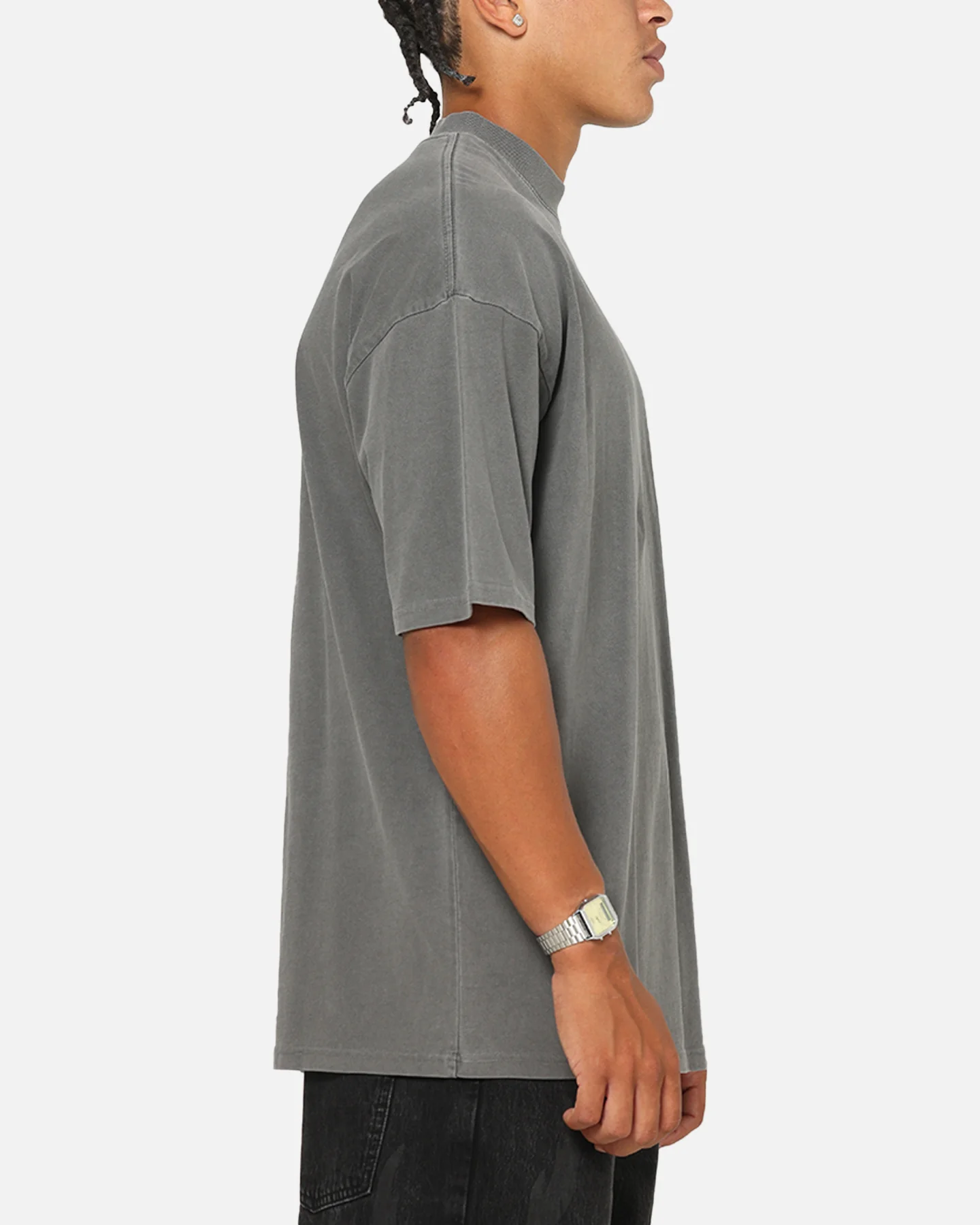 Saint Morta Serenity Mock Neck T-Shirt Washed Charcoal - Image 4