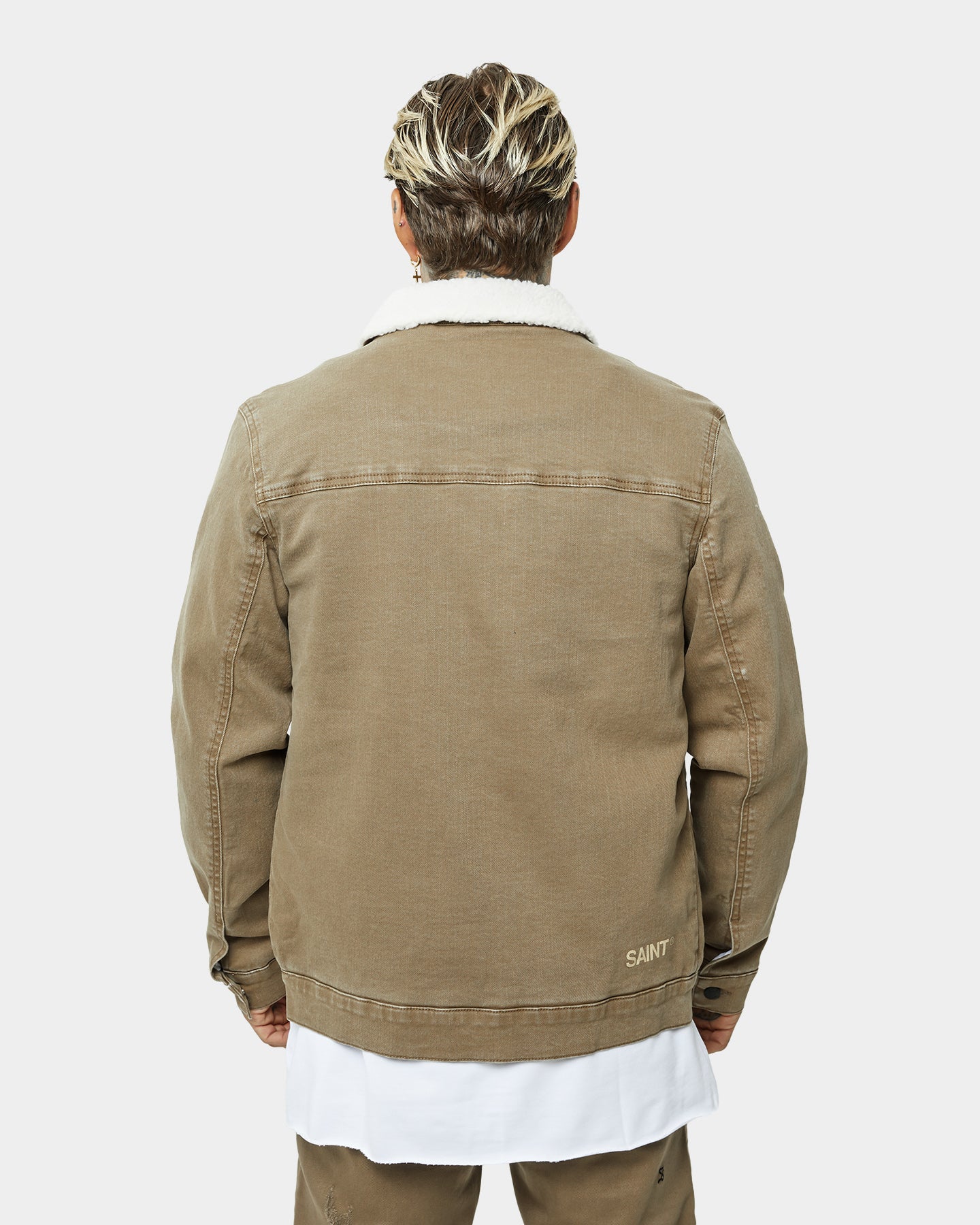 Saint Morta Sherpa Denim Jacket Brown - Image 4