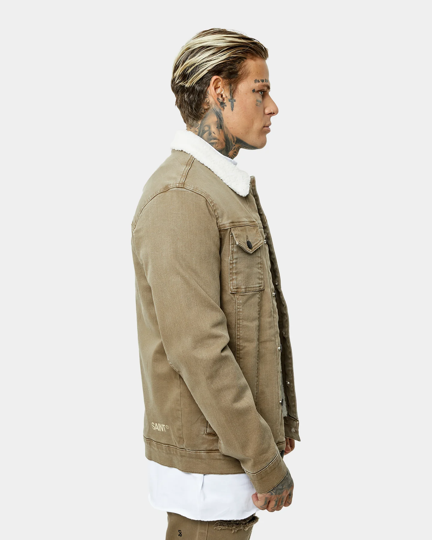 Saint Morta Sherpa Denim Jacket Brown - Image 5