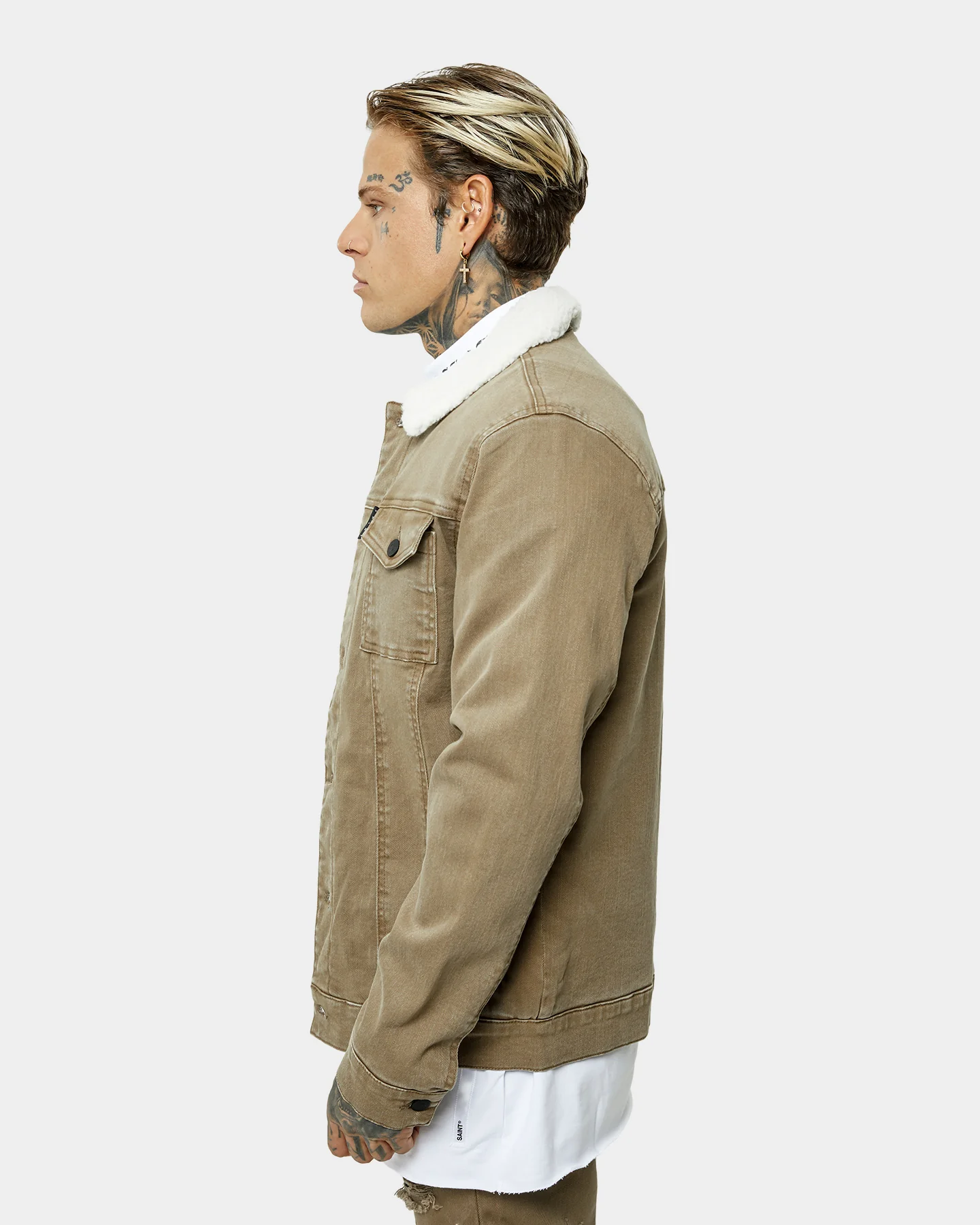 Saint Morta Sherpa Denim Jacket Brown - Image 6