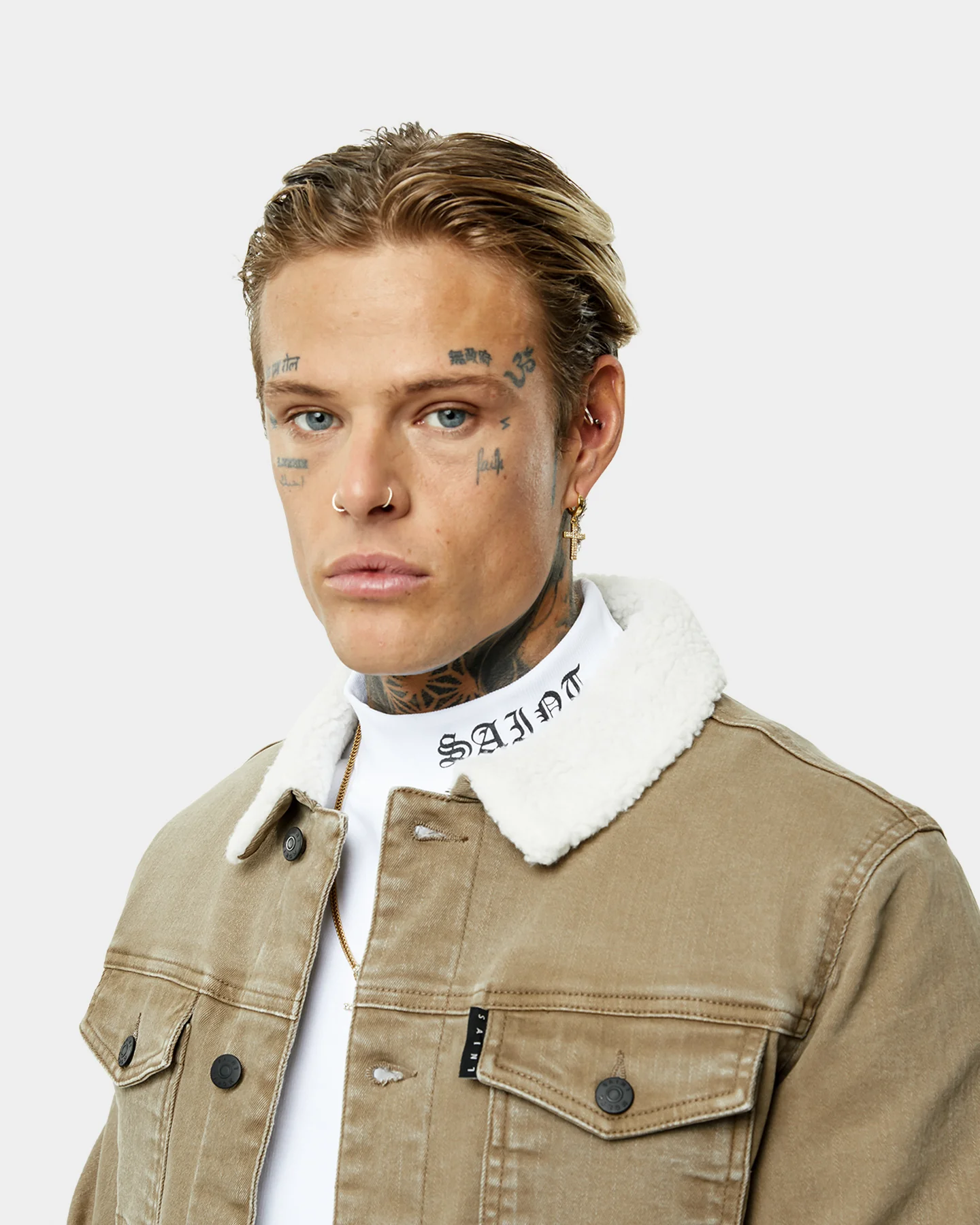 Saint Morta Sherpa Denim Jacket Brown - Image 7
