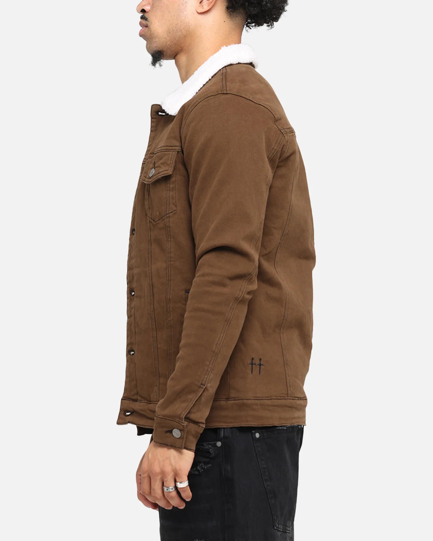 Saint Morta Sherpa Denim Jacket Vintage Brown - Image 5