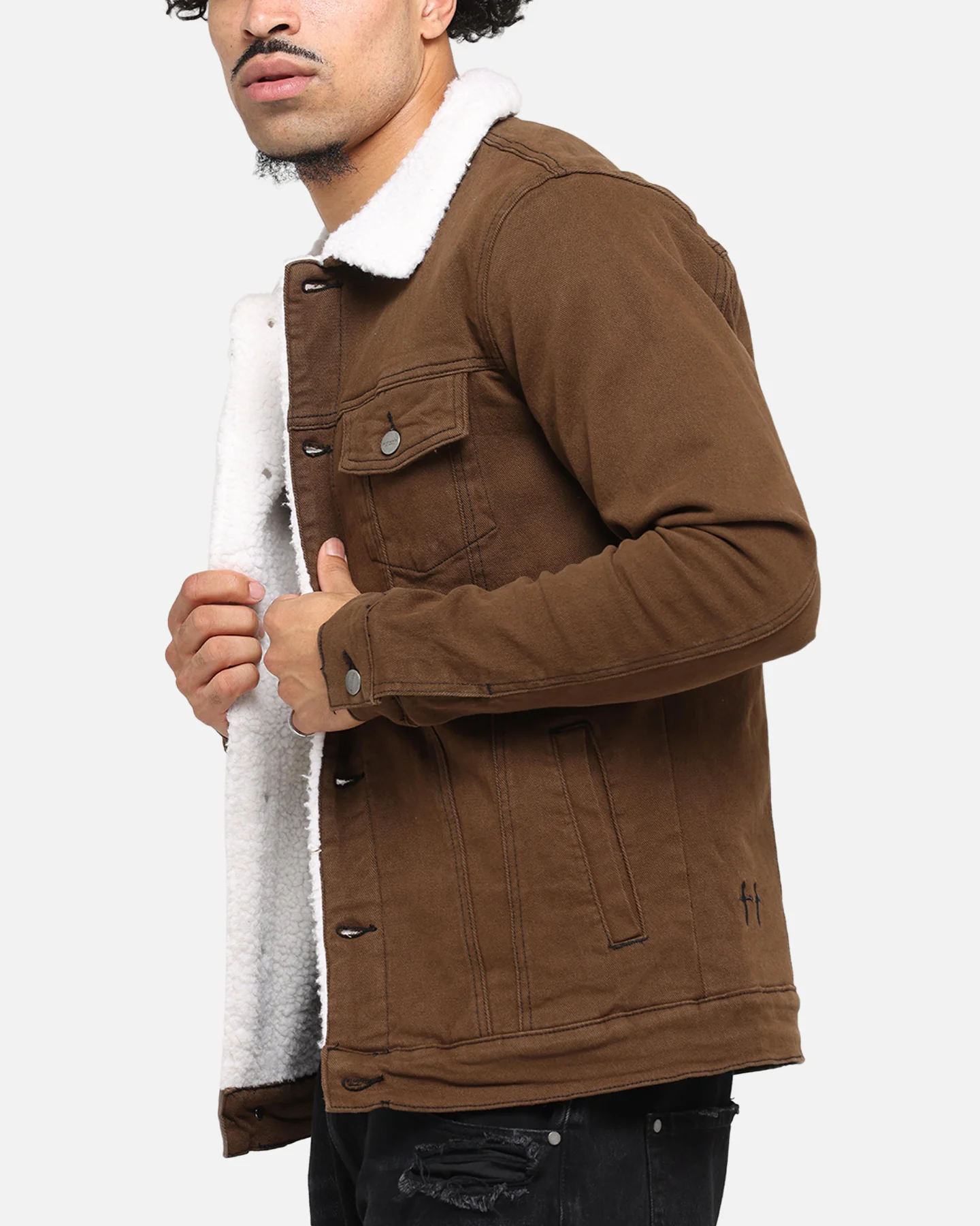 Saint Morta Sherpa Denim Jacket Vintage Brown - Image 6