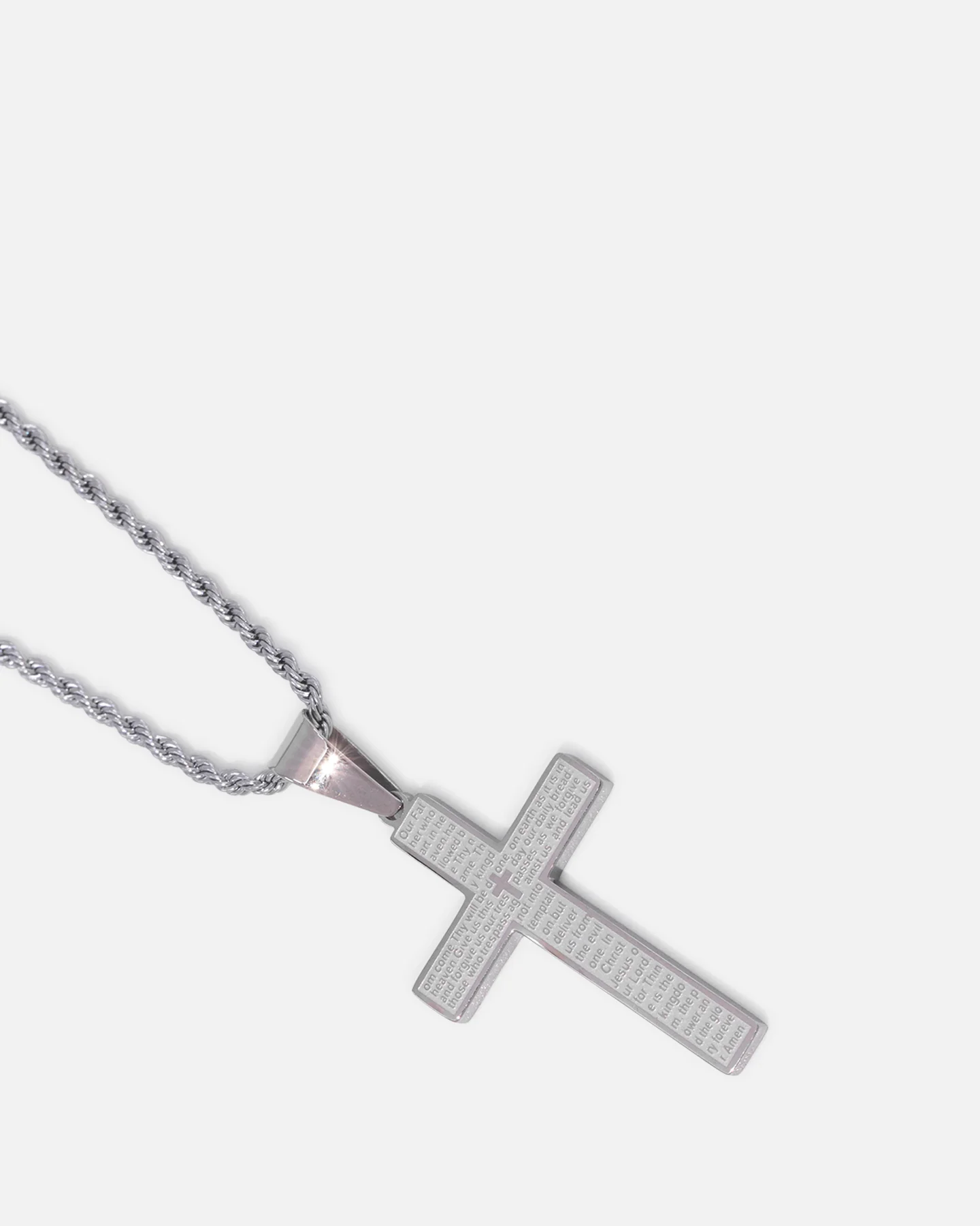 Saint Morta Textured Cross Pendant Chain White Gold - Image 3