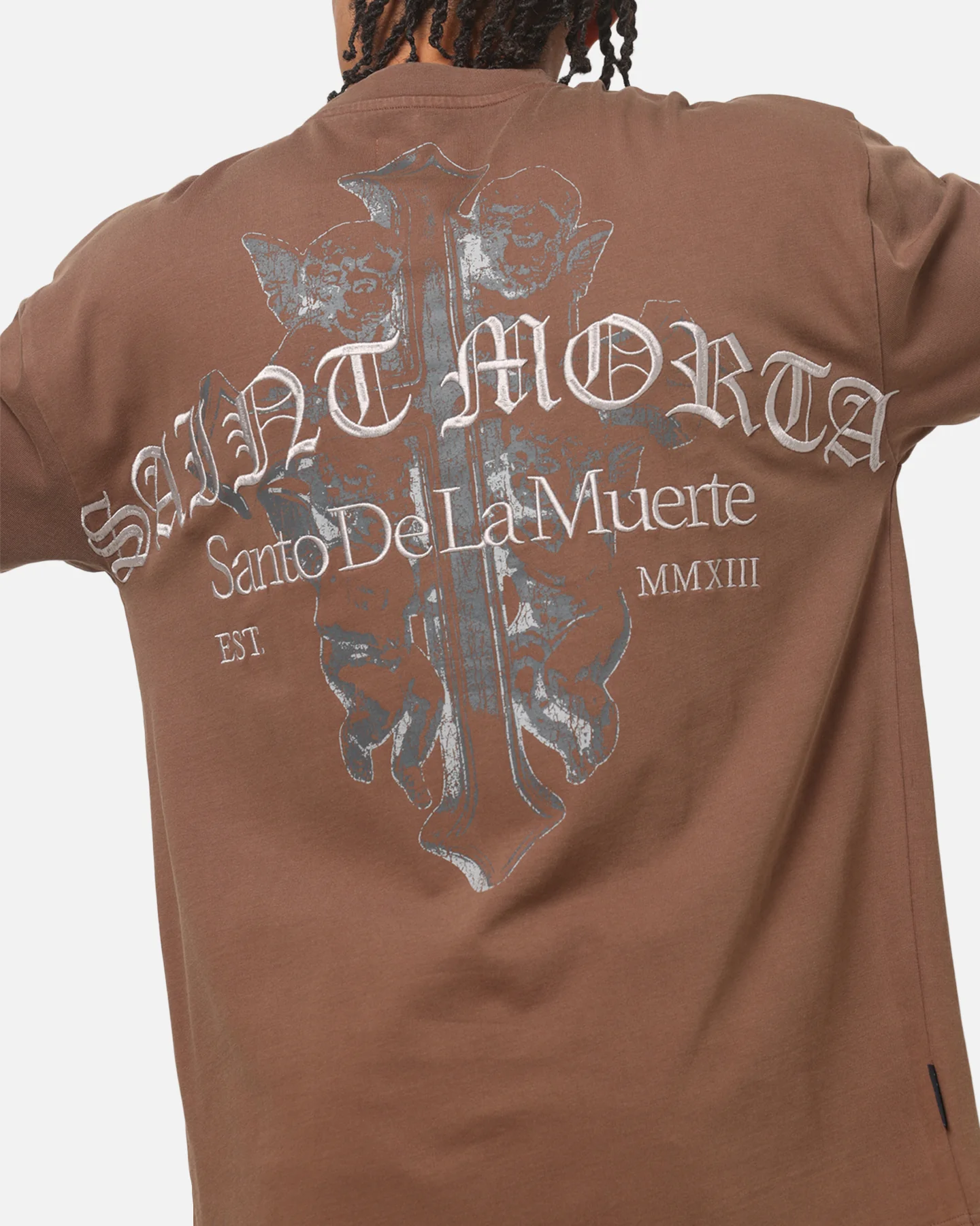 Saint Morta The Cross Boxy T-Shirt Washed Brown - Image 8