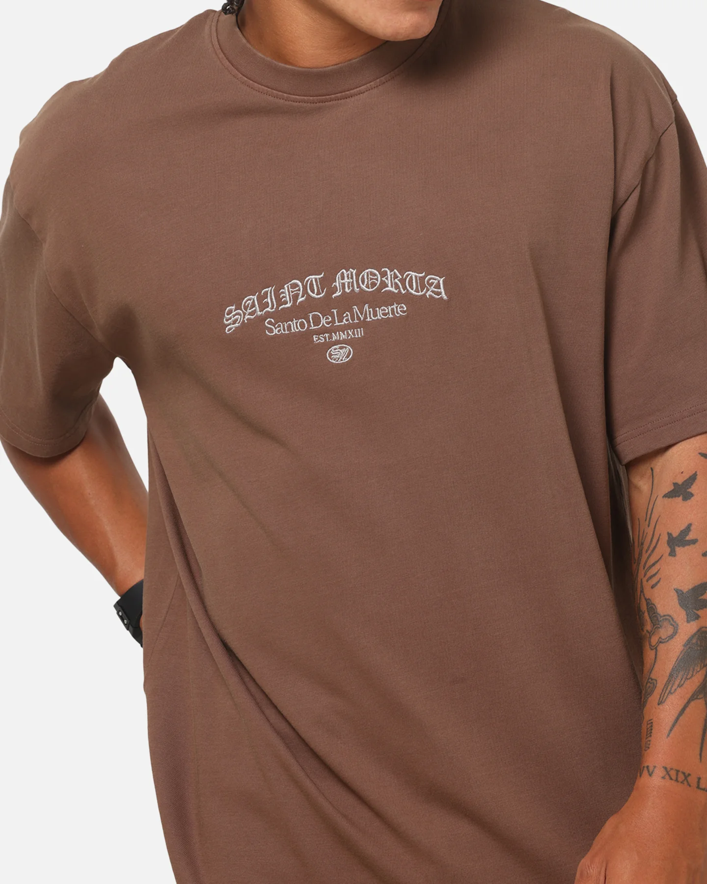 Saint Morta The Cross Boxy T-Shirt Washed Brown - Image 9