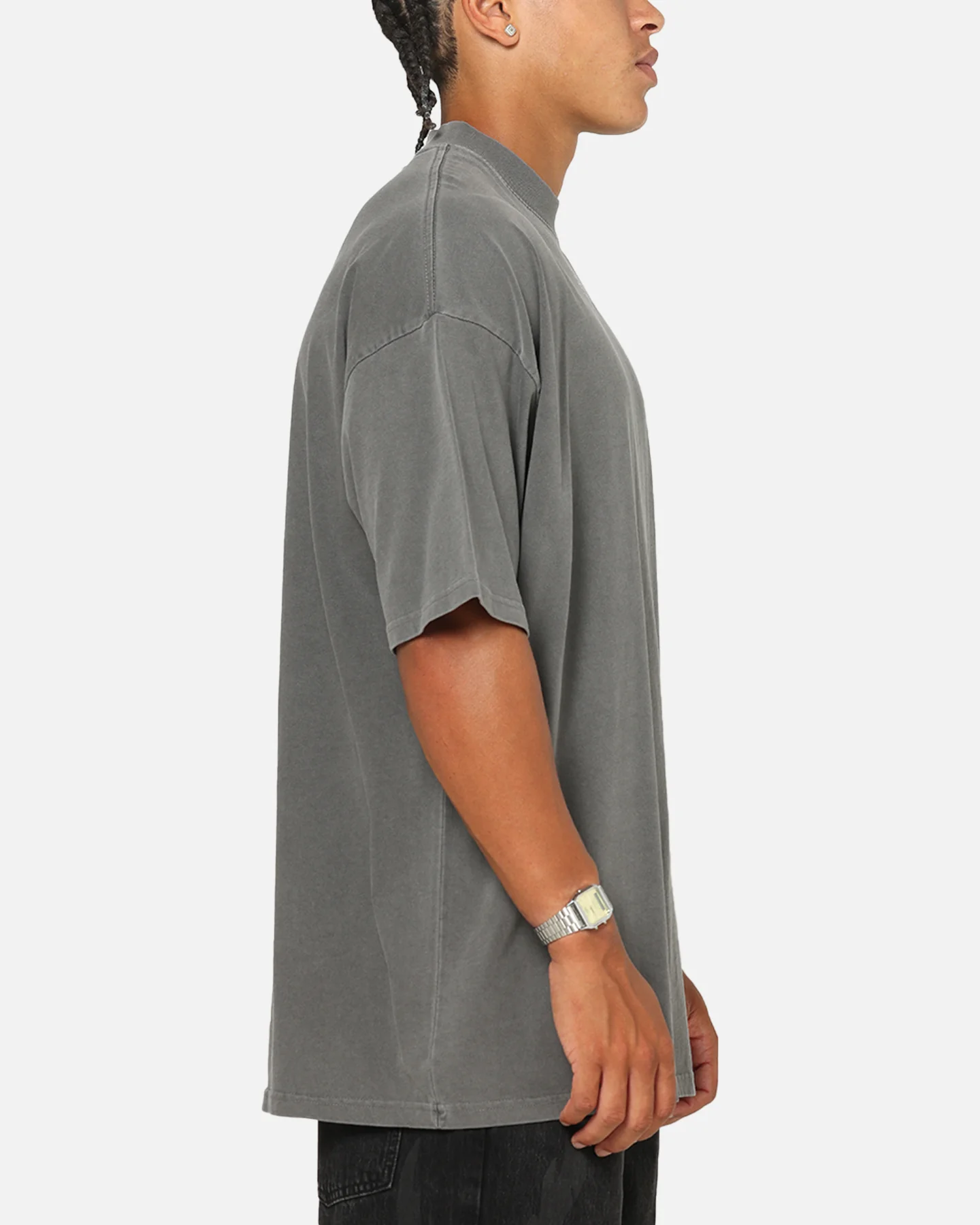 Saint Morta Vigil Mock Neck T-Shirt Washed Charcoal - Image 3