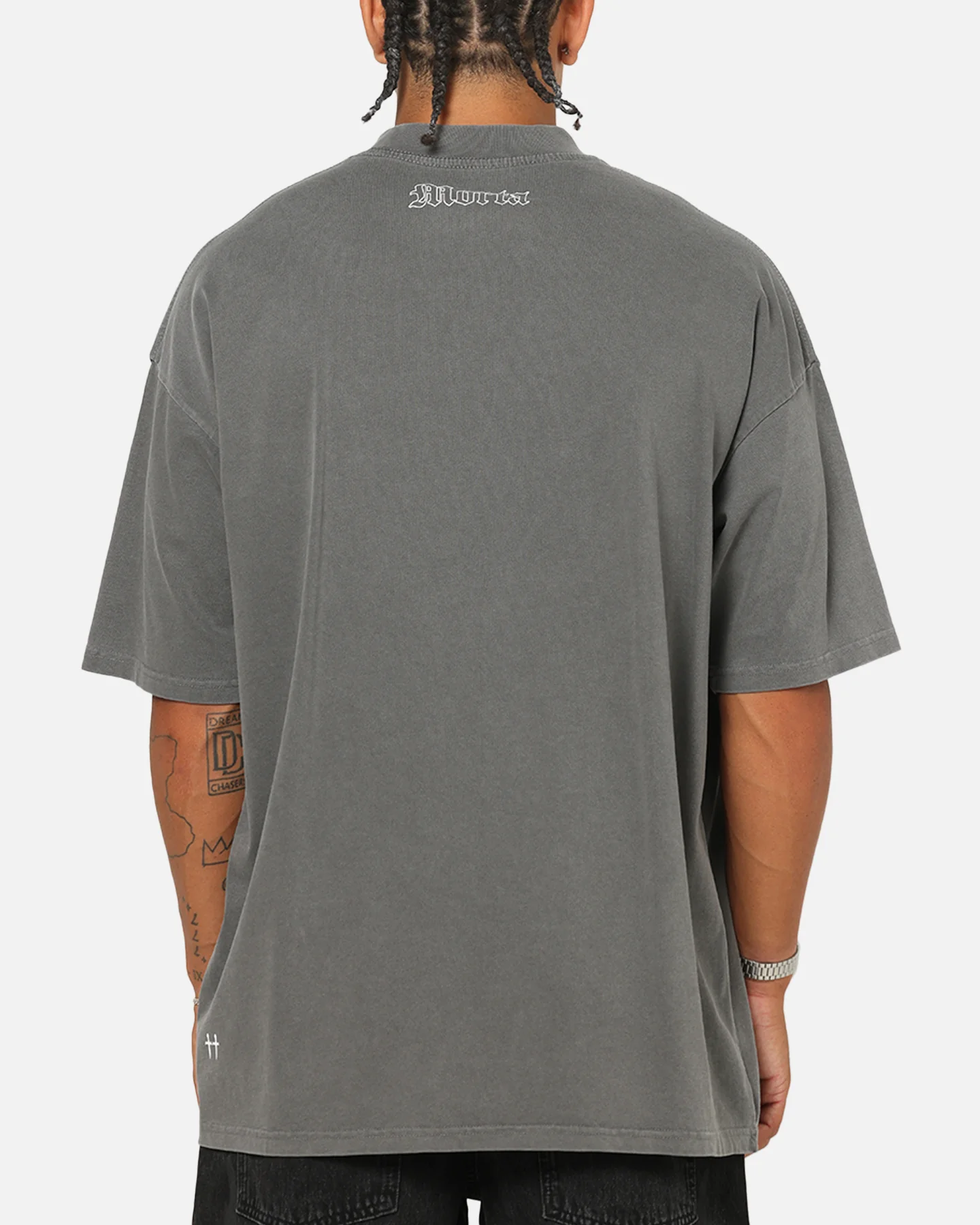 Saint Morta Vigil Mock Neck T-Shirt Washed Charcoal - Image 5