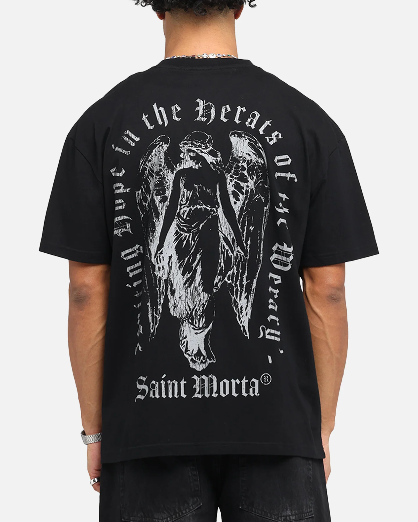 Saint Morta Weiry Hearts Boxy T-Shirt Black