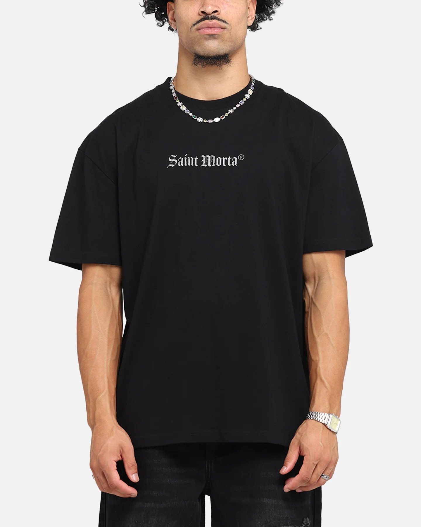 Saint Morta Weiry Hearts Boxy T-Shirt Black - Image 2