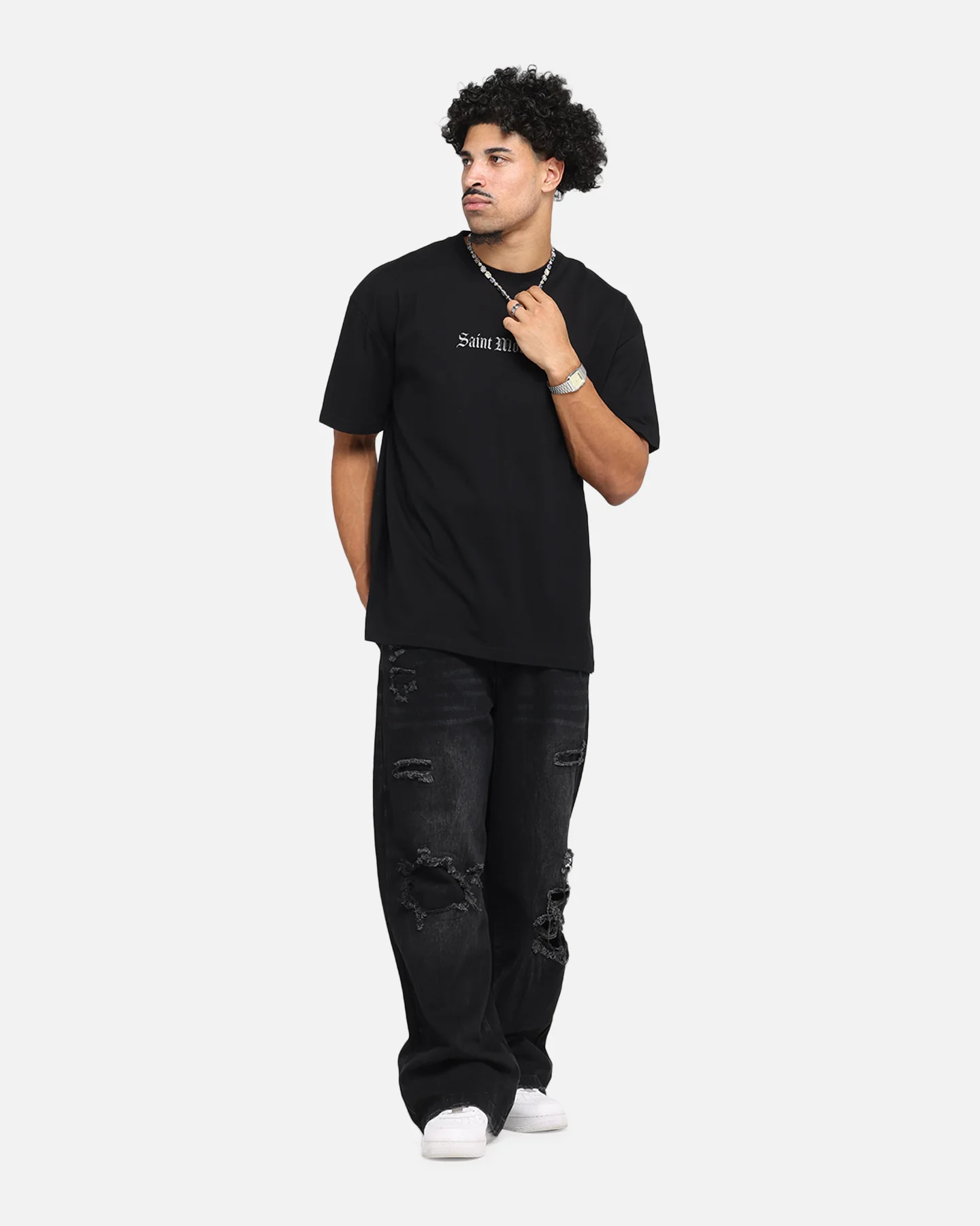 Saint Morta Weiry Hearts Boxy T-Shirt Black - Image 4