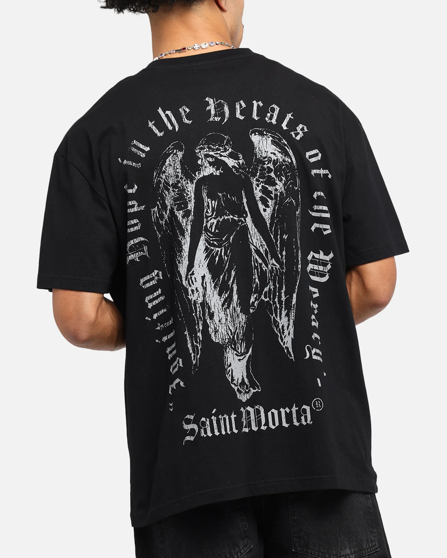 Saint Morta Weiry Hearts Boxy T-Shirt Black - Image 7