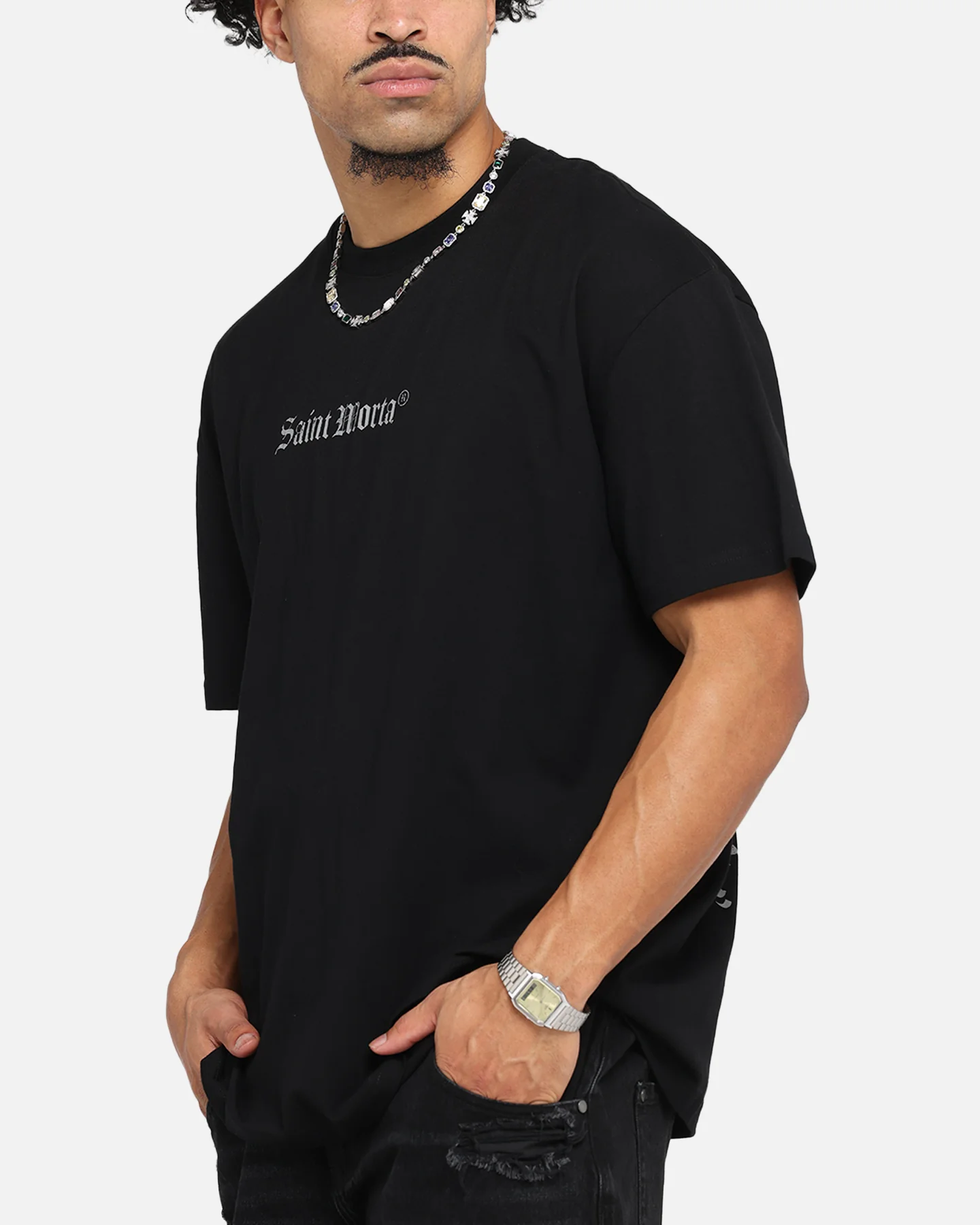 Saint Morta Weiry Hearts Boxy T-Shirt Black - Image 8