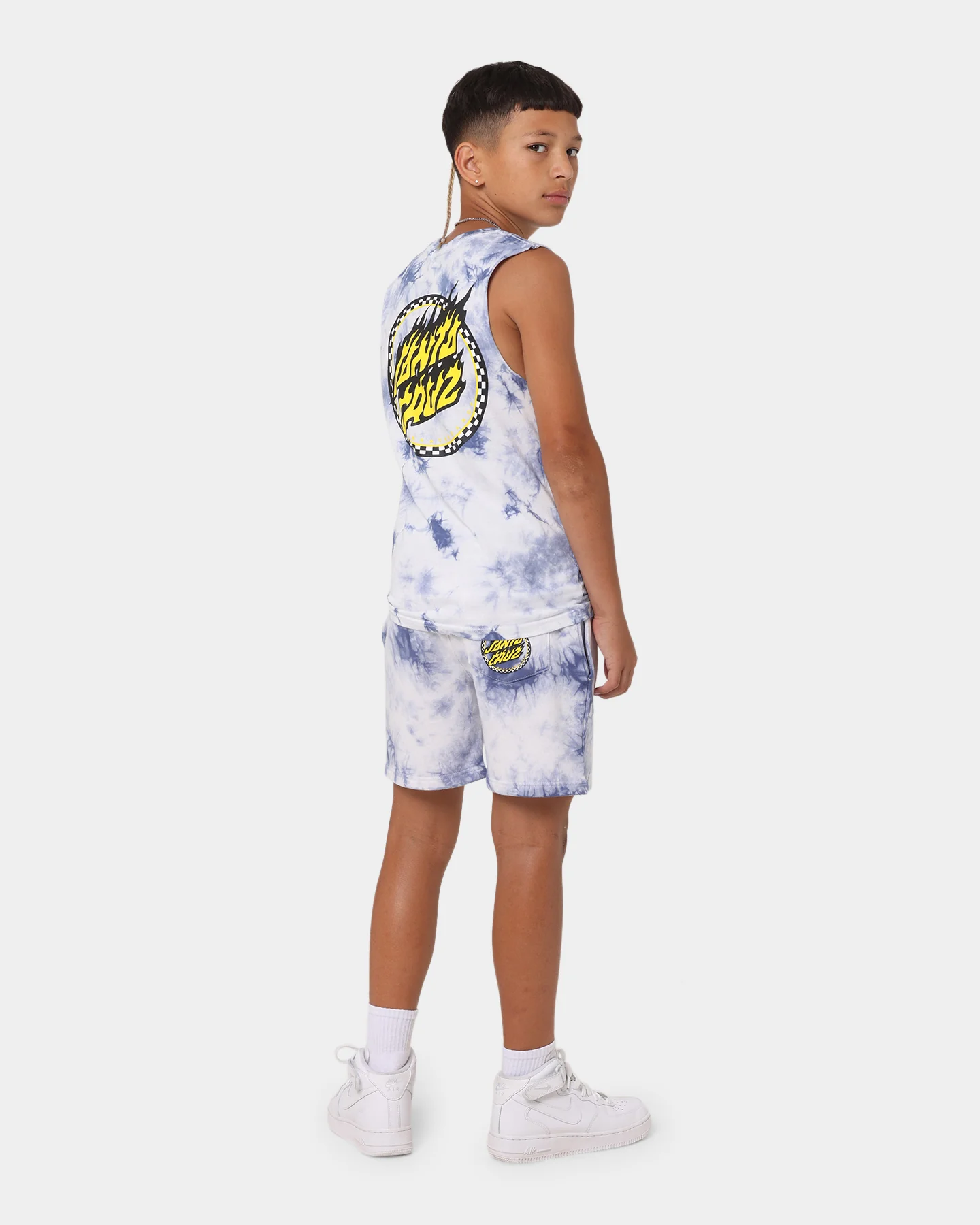 Santa Cruz Kids' Checked Out Flamed Dot Muscle T-Shirt Blue Tie Dye - Image 3