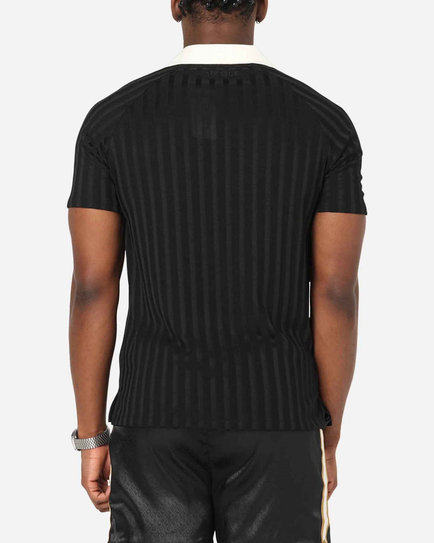Sik Silk Polo T-Shirt Black - Image 3