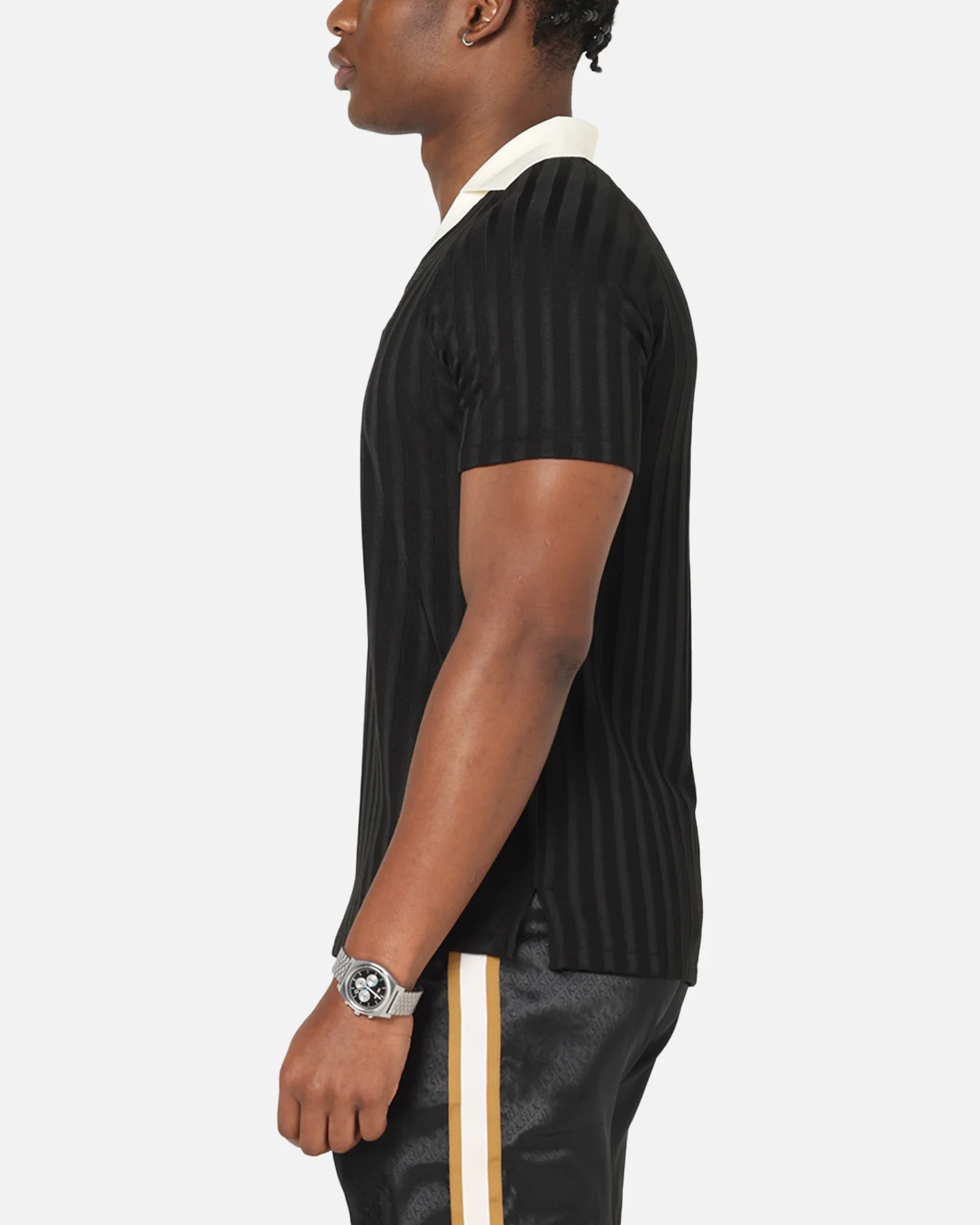 Sik Silk Polo T-Shirt Black - Image 5