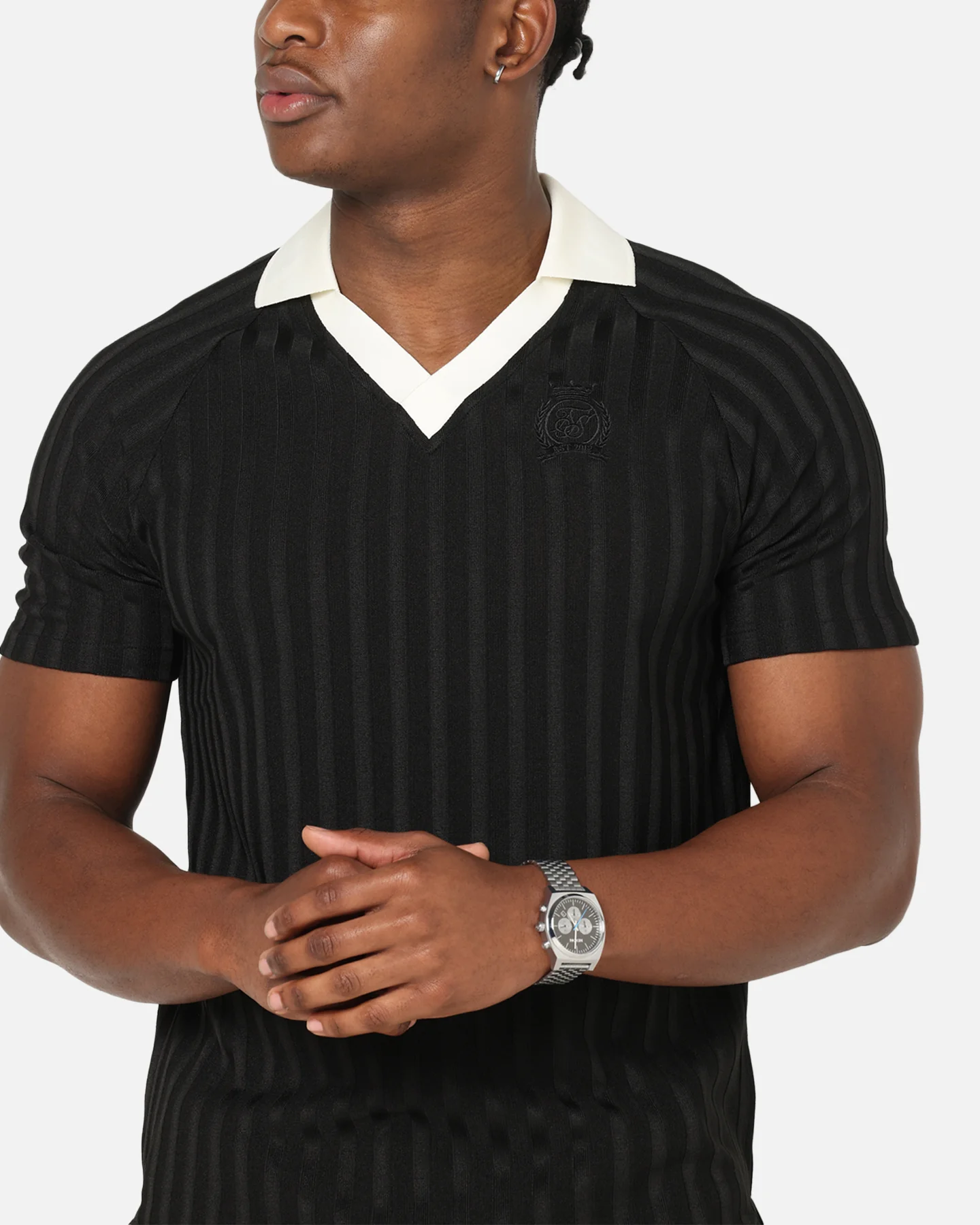 Sik Silk Polo T-Shirt Black - Image 6