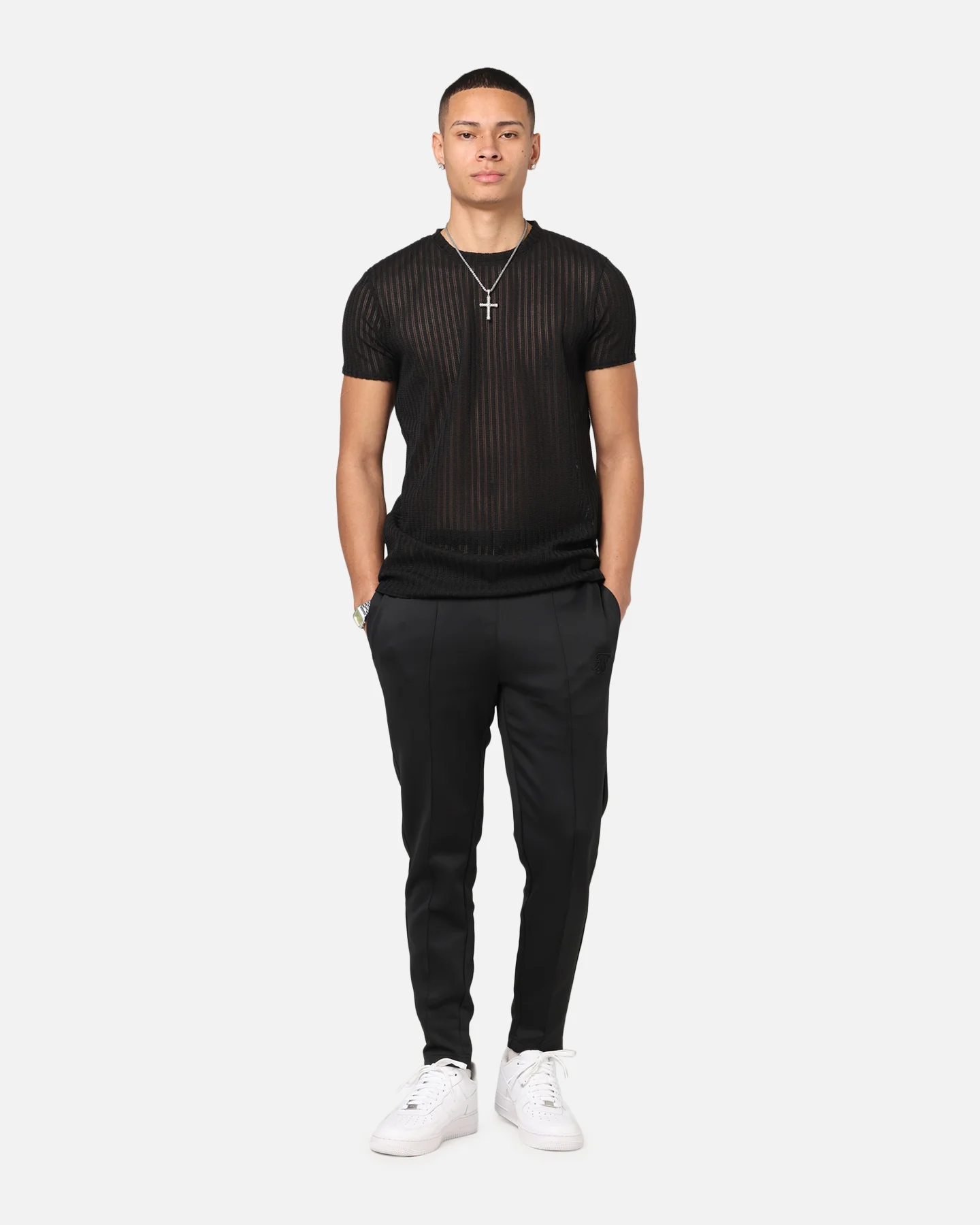 Sik Silk Textured Muscle Fit T-Shirt Black - Image 2