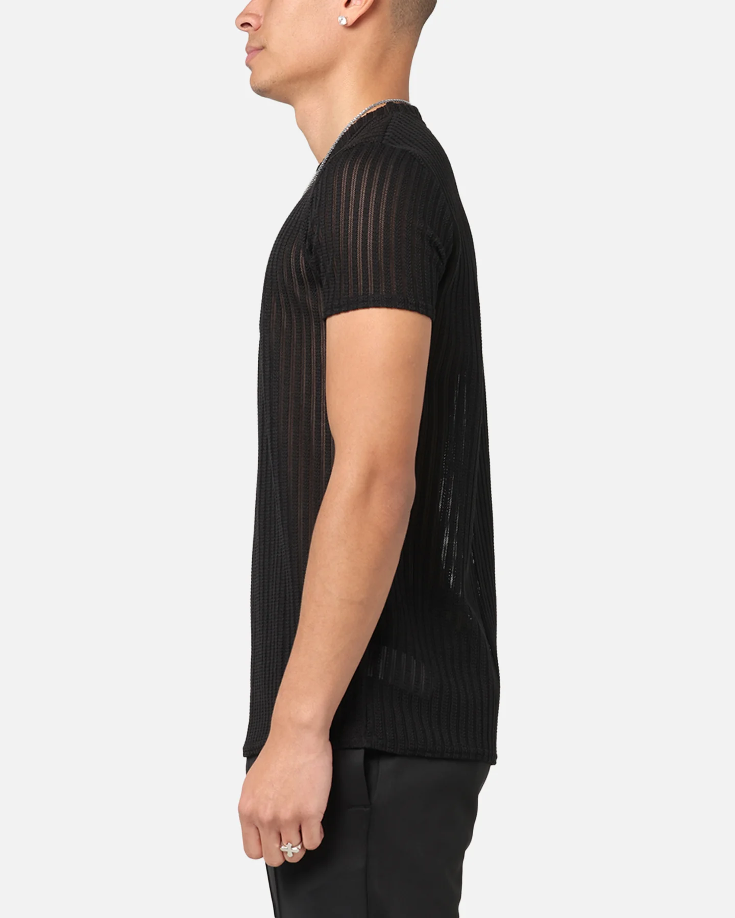 Sik Silk Textured Muscle Fit T-Shirt Black - Image 5