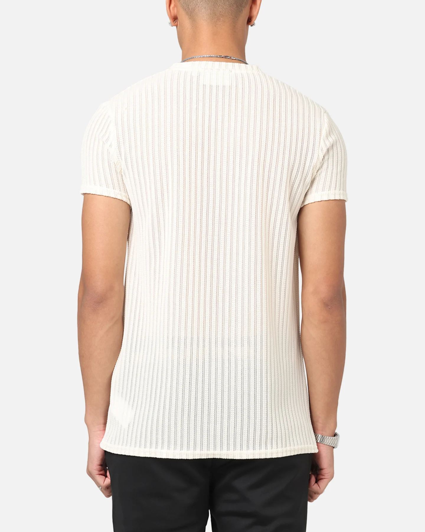 Sik Silk Textured Muscle Fit T-Shirt White - Image 3