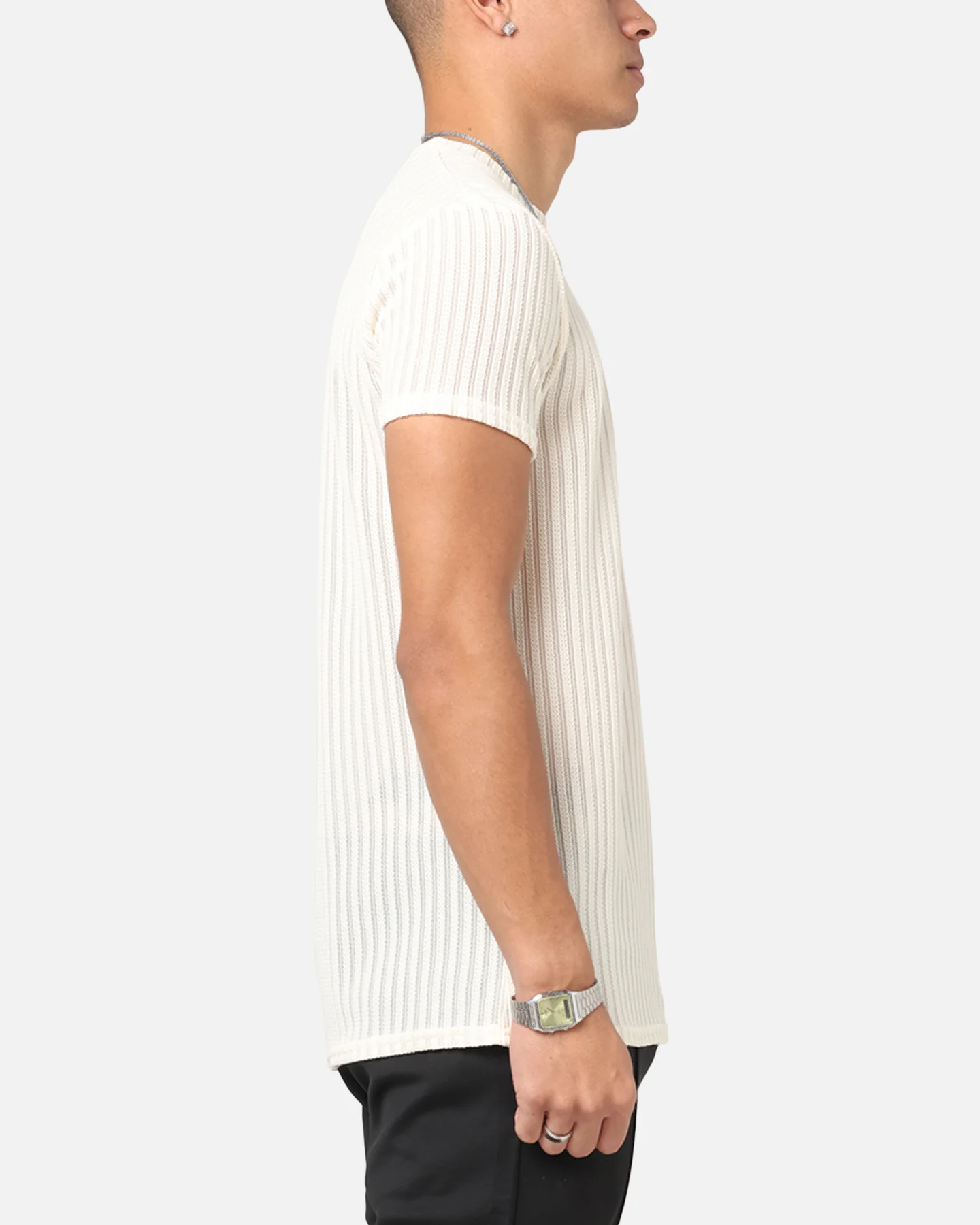 Sik Silk Textured Muscle Fit T-Shirt White - Image 4