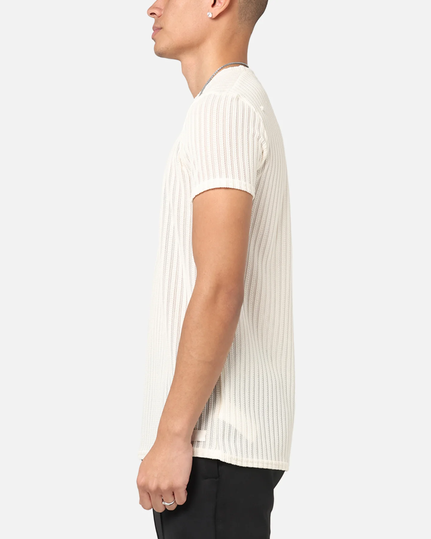 Sik Silk Textured Muscle Fit T-Shirt White - Image 5