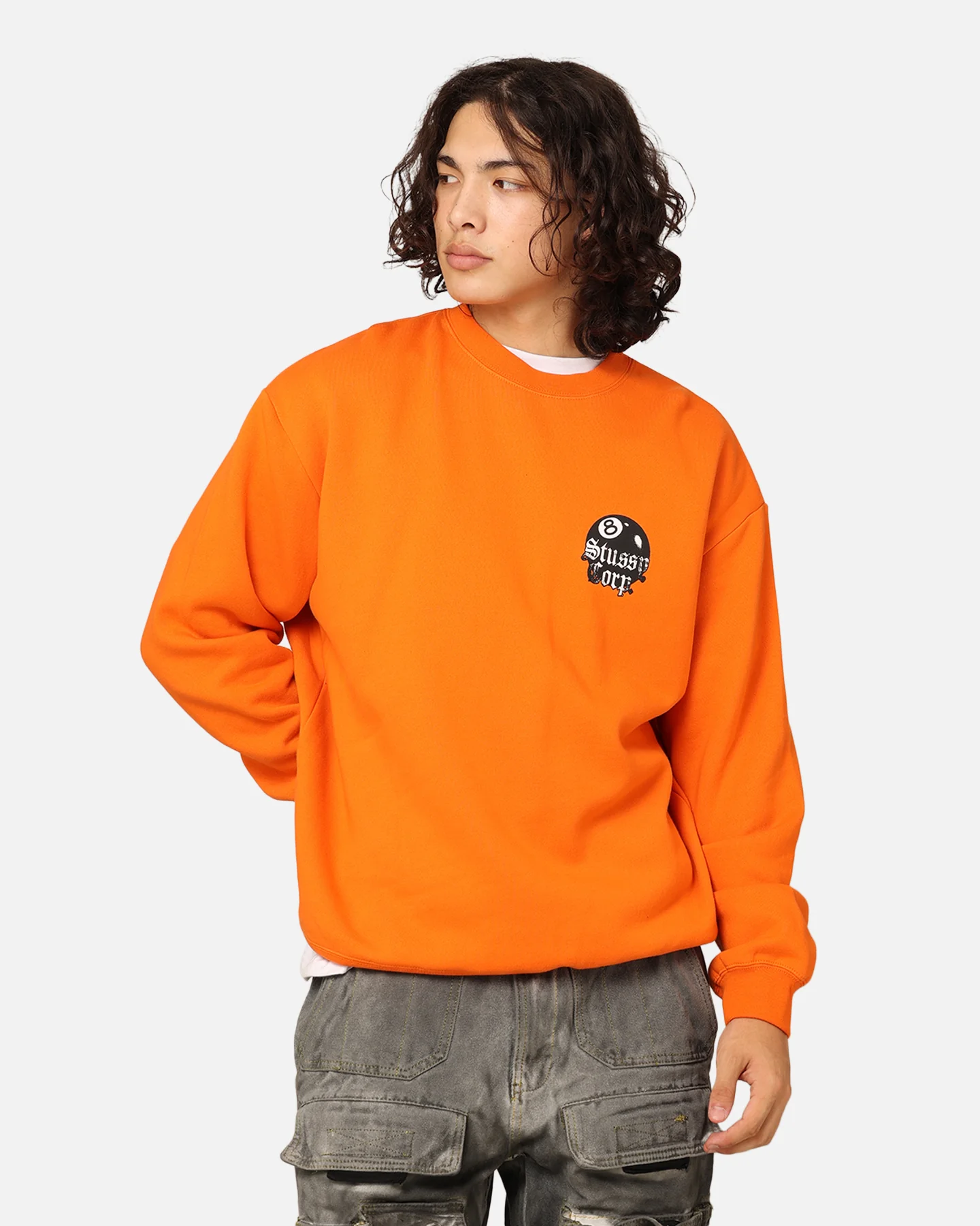 Stüssy 8 Ball Corp Fleece Crewneck Coral - Image 2