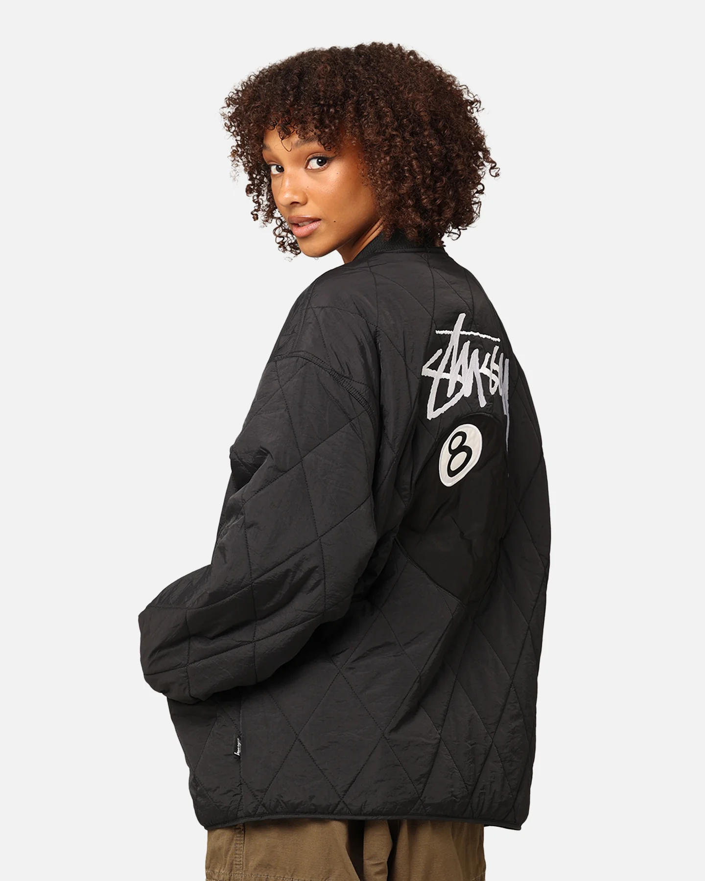 Stüssy Women's 8 Ball Quilted Jacket Black