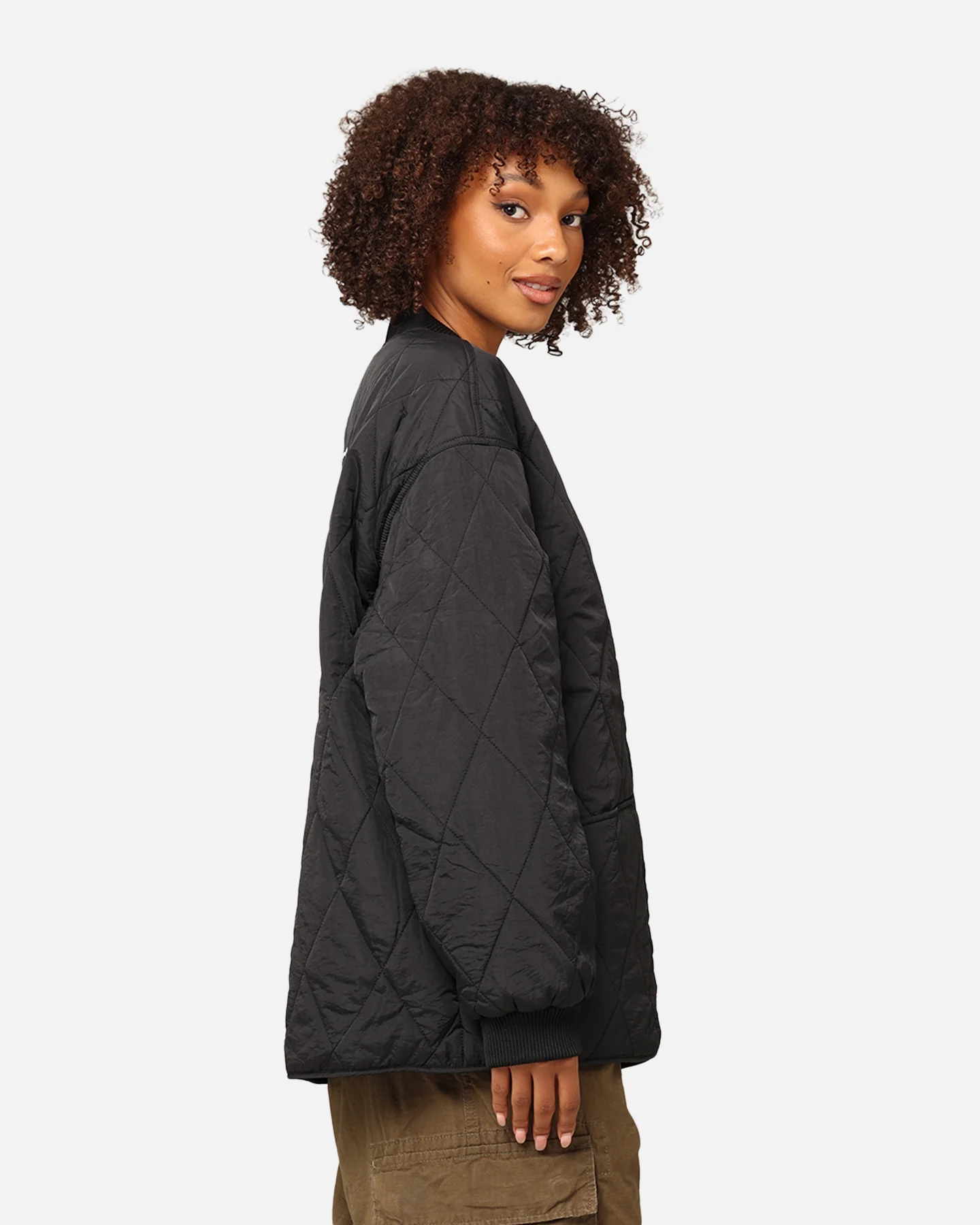 Stüssy Women's 8 Ball Quilted Jacket Black - Image 6