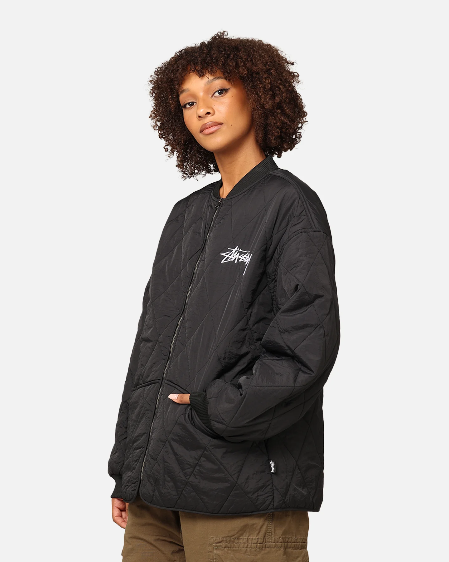 Stüssy Women's 8 Ball Quilted Jacket Black - Image 7