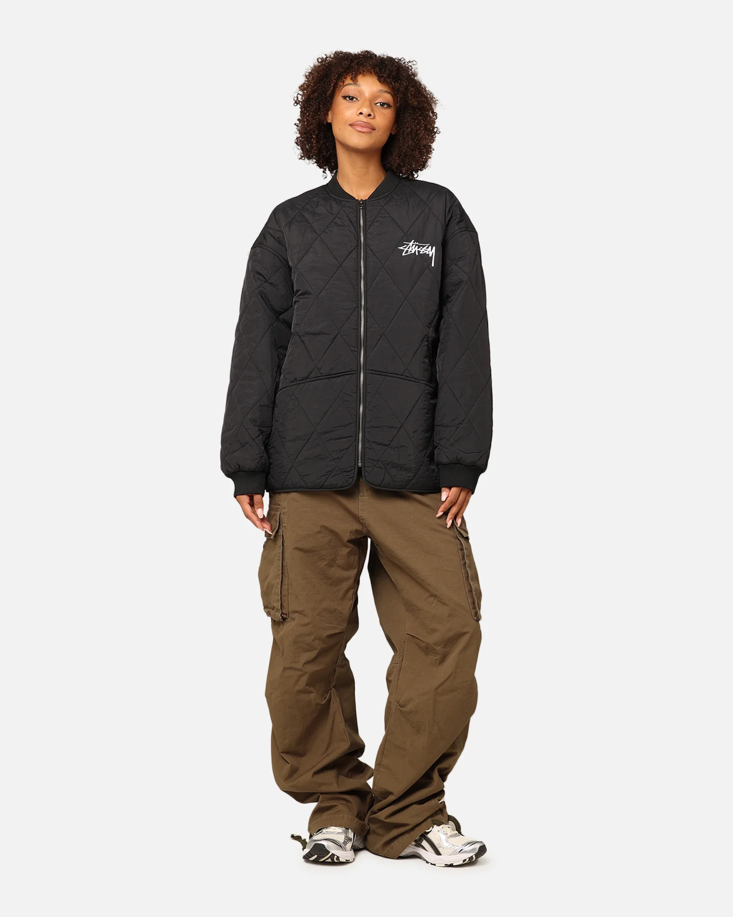 Stüssy Women's 8 Ball Quilted Jacket Black - Image 8
