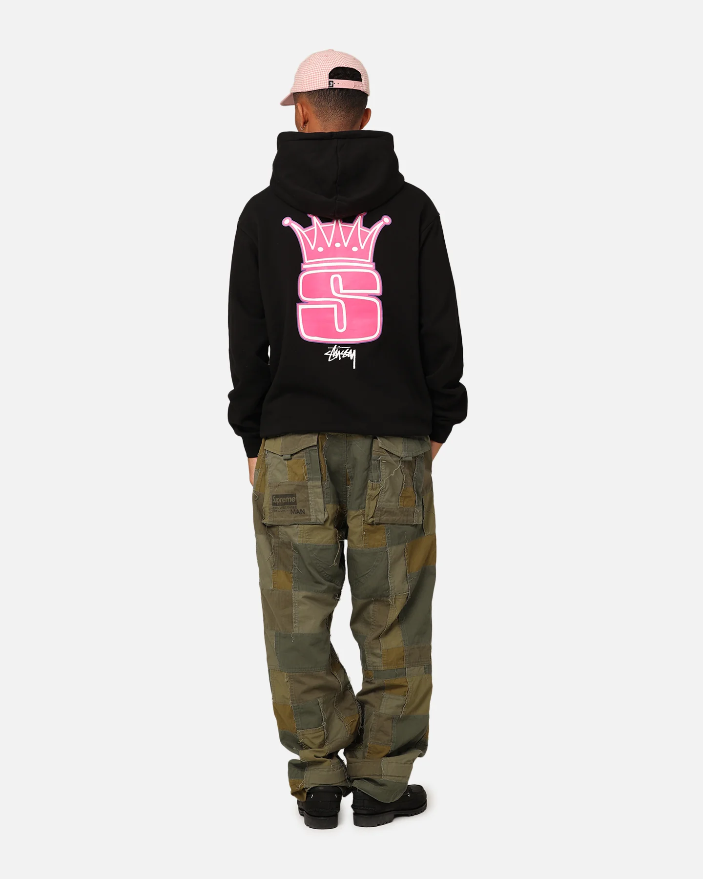 Stussy Crown Fleeced Hoodie Black - Image 3
