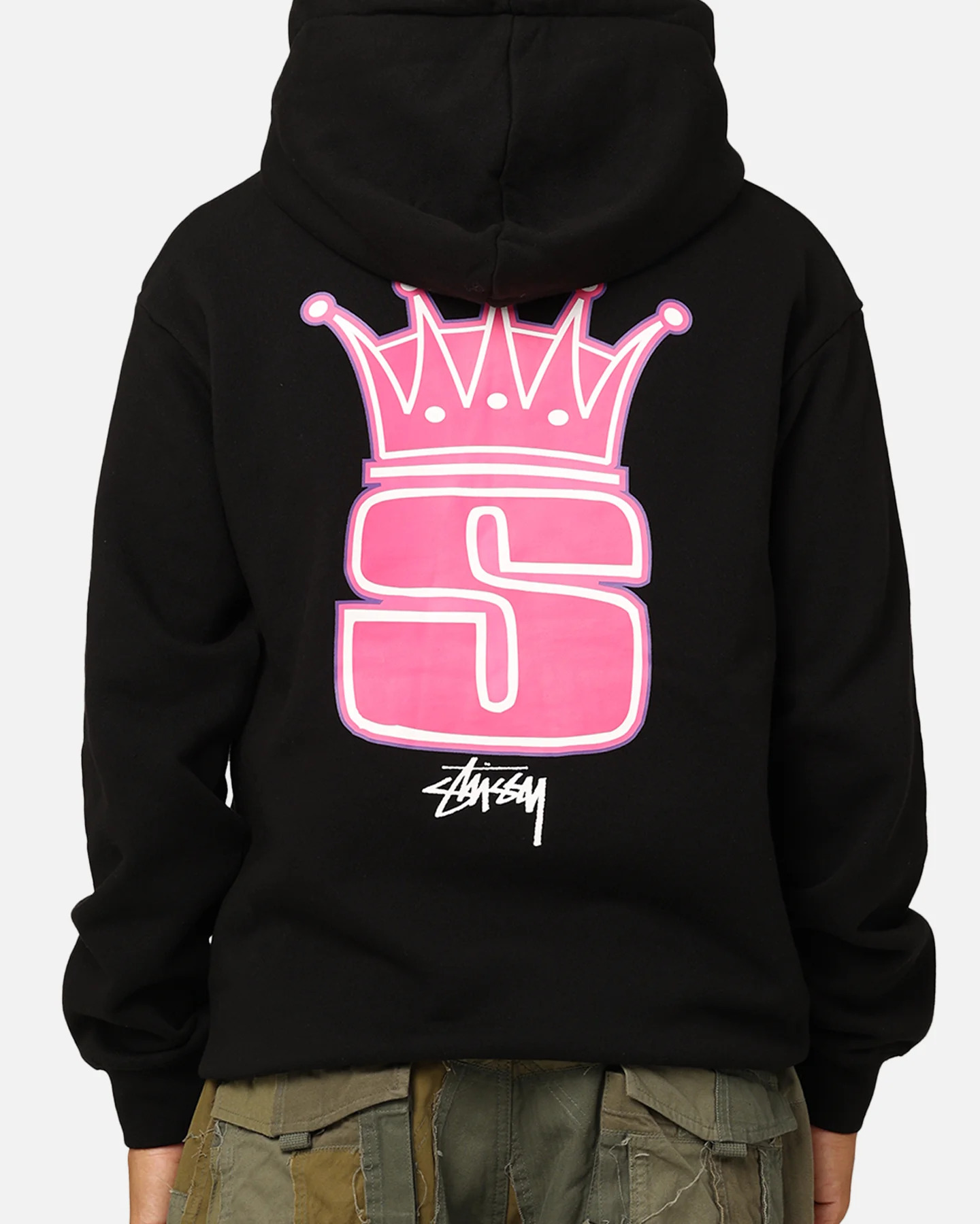 Stussy Crown Fleeced Hoodie Black - Image 5