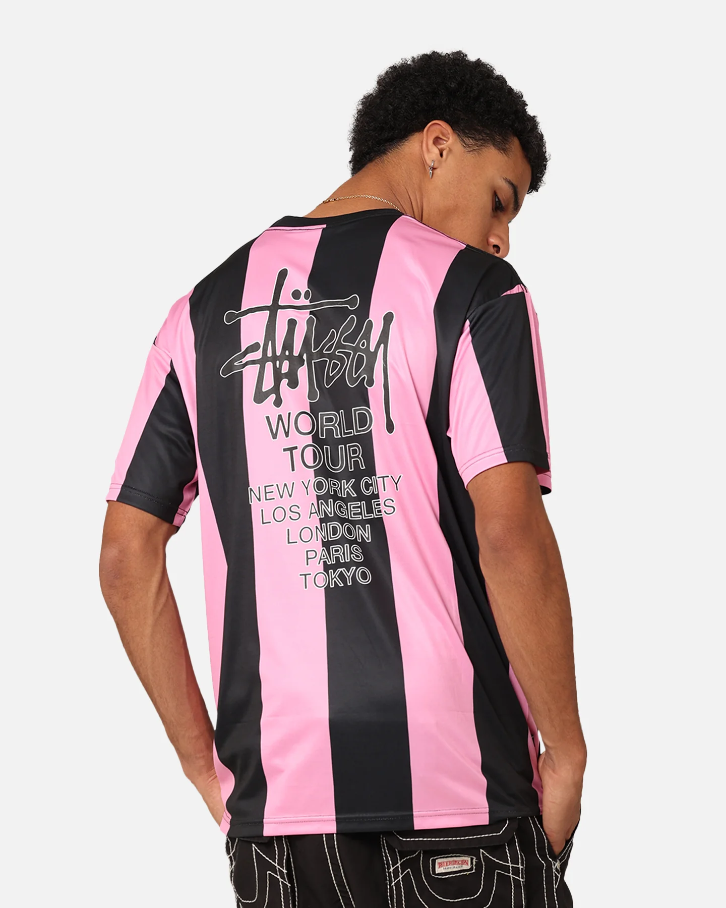 Stussy Football T-Shirt Black/Pink - Image 2