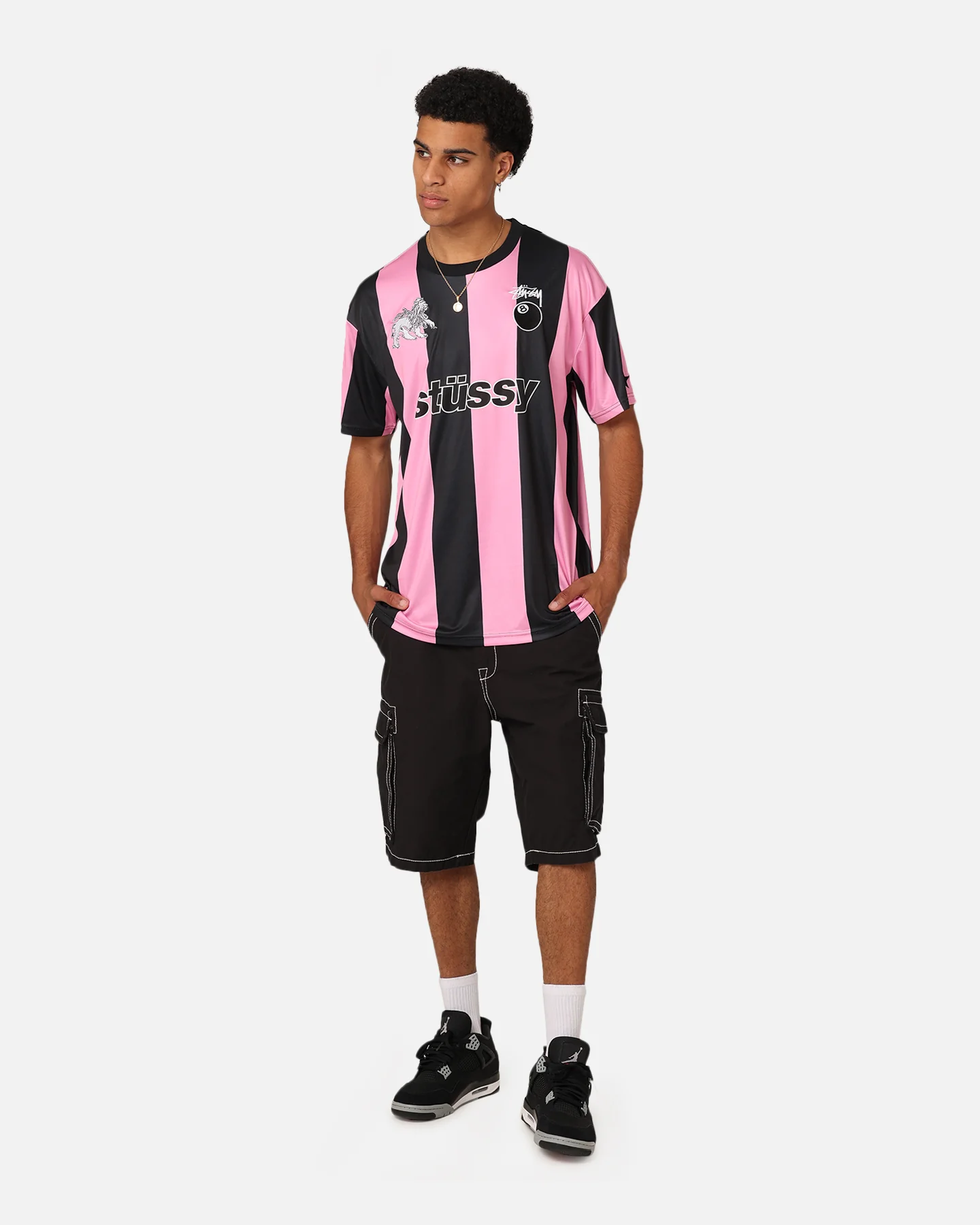 Stussy Football T-Shirt Black/Pink - Image 3