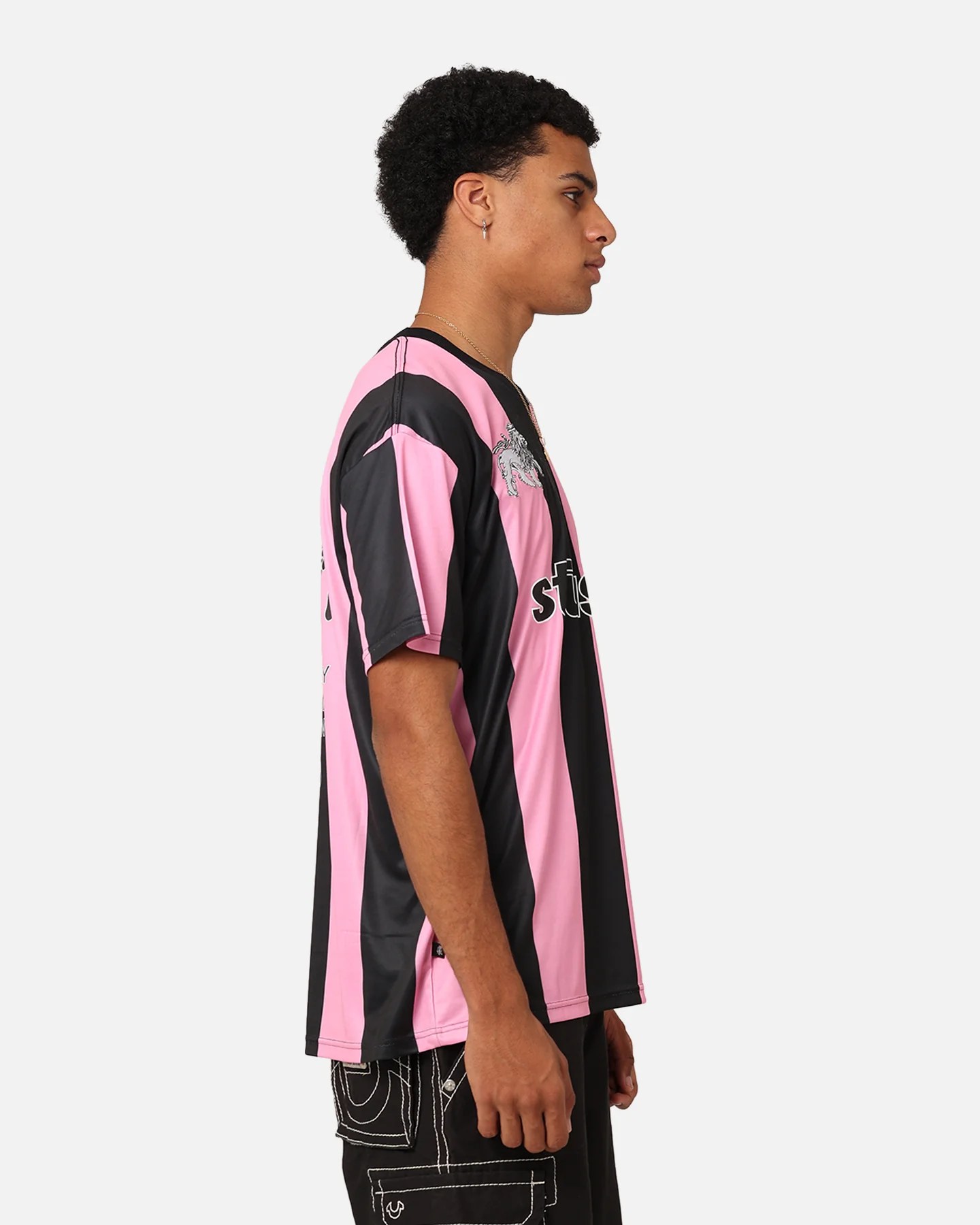 Stussy Football T-Shirt Black/Pink - Image 6