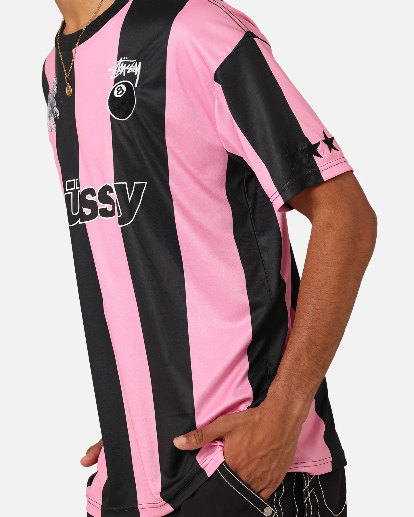 Stussy Football T-Shirt Black/Pink - Image 9