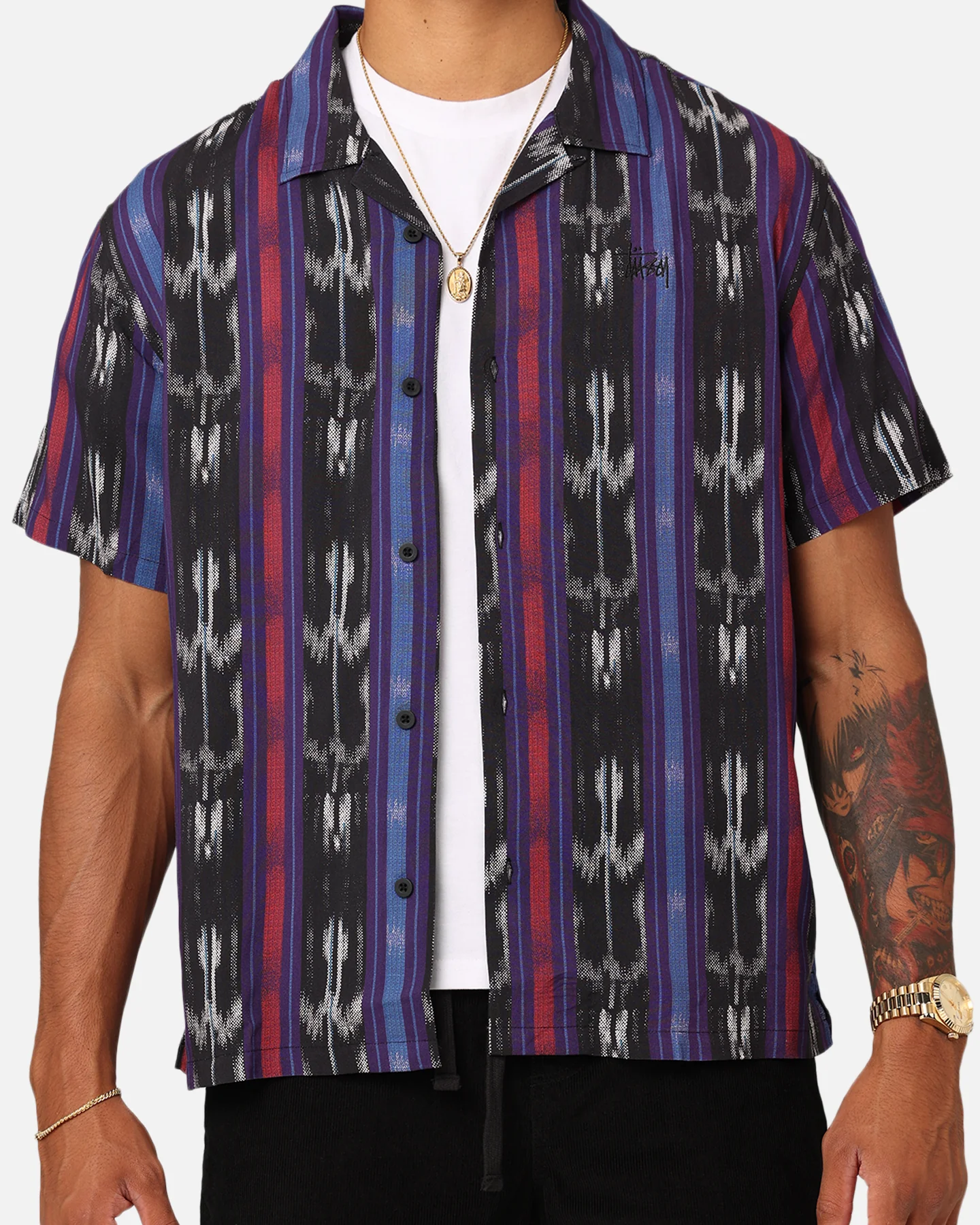 Stussy Ikat Strip Short Sleeve Shirt Ikat - Image 3