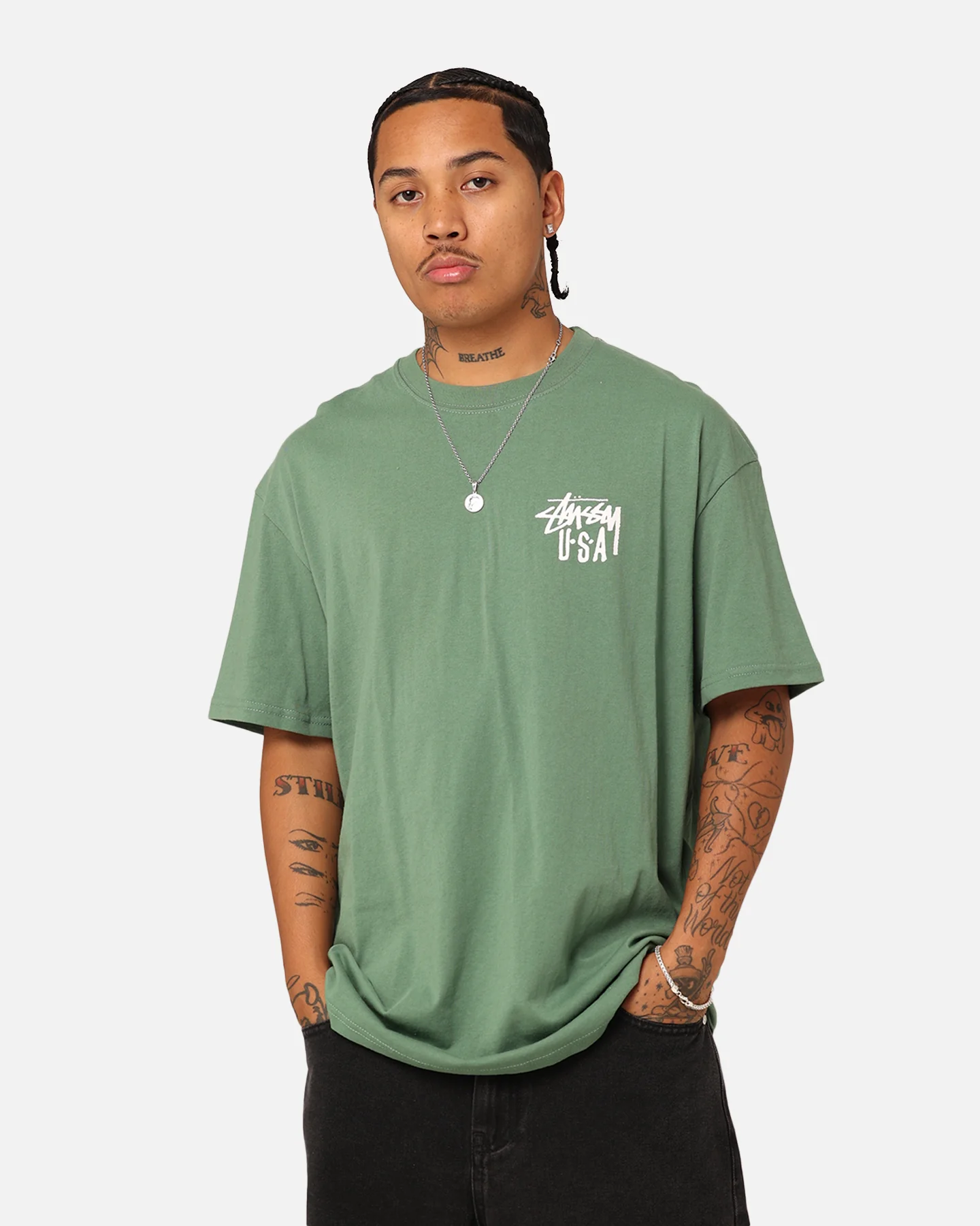 Stussy USA LCB T-Shirt Green - Image 2