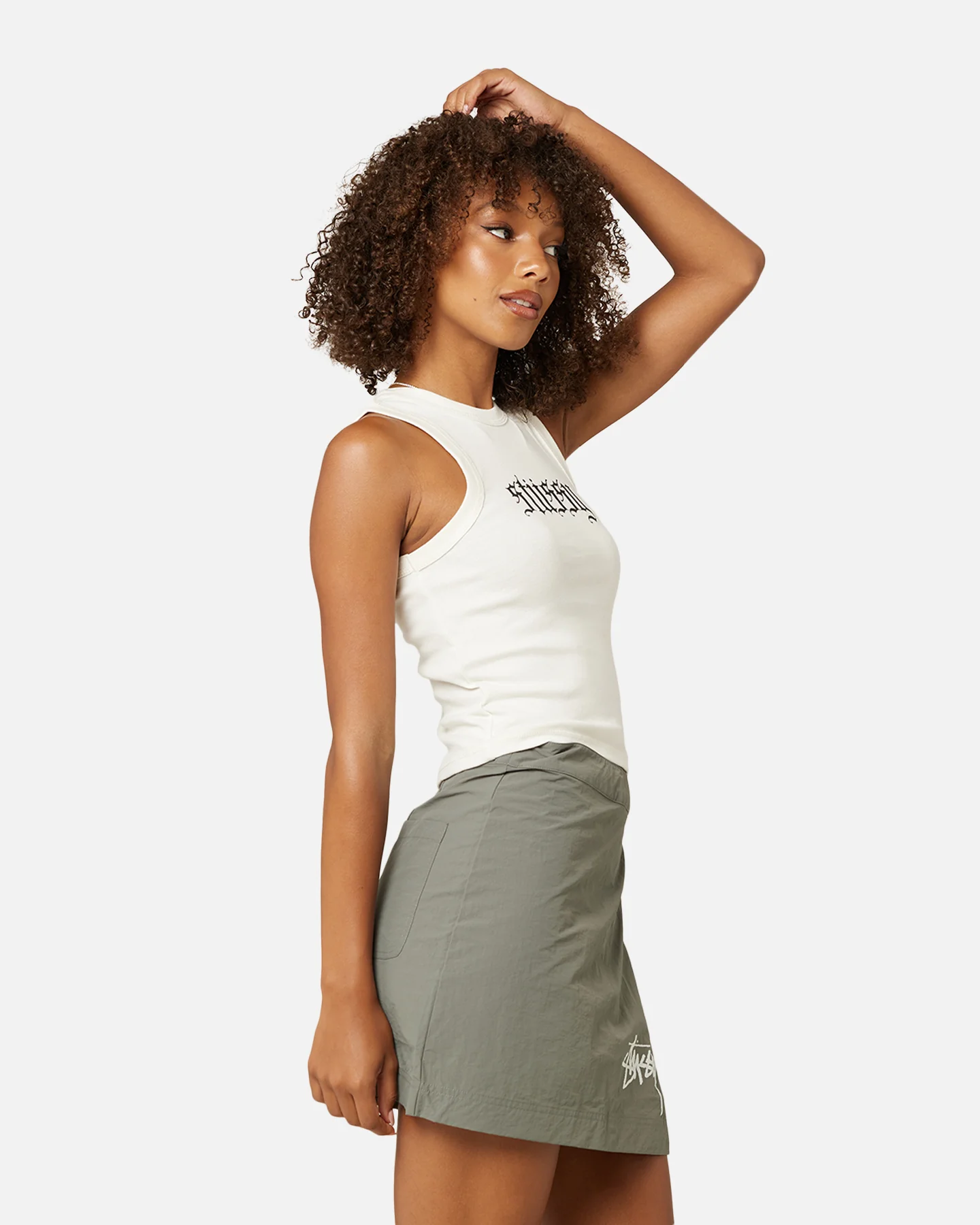 Stussy Women's Rib Tank Top Washed White - Image 5