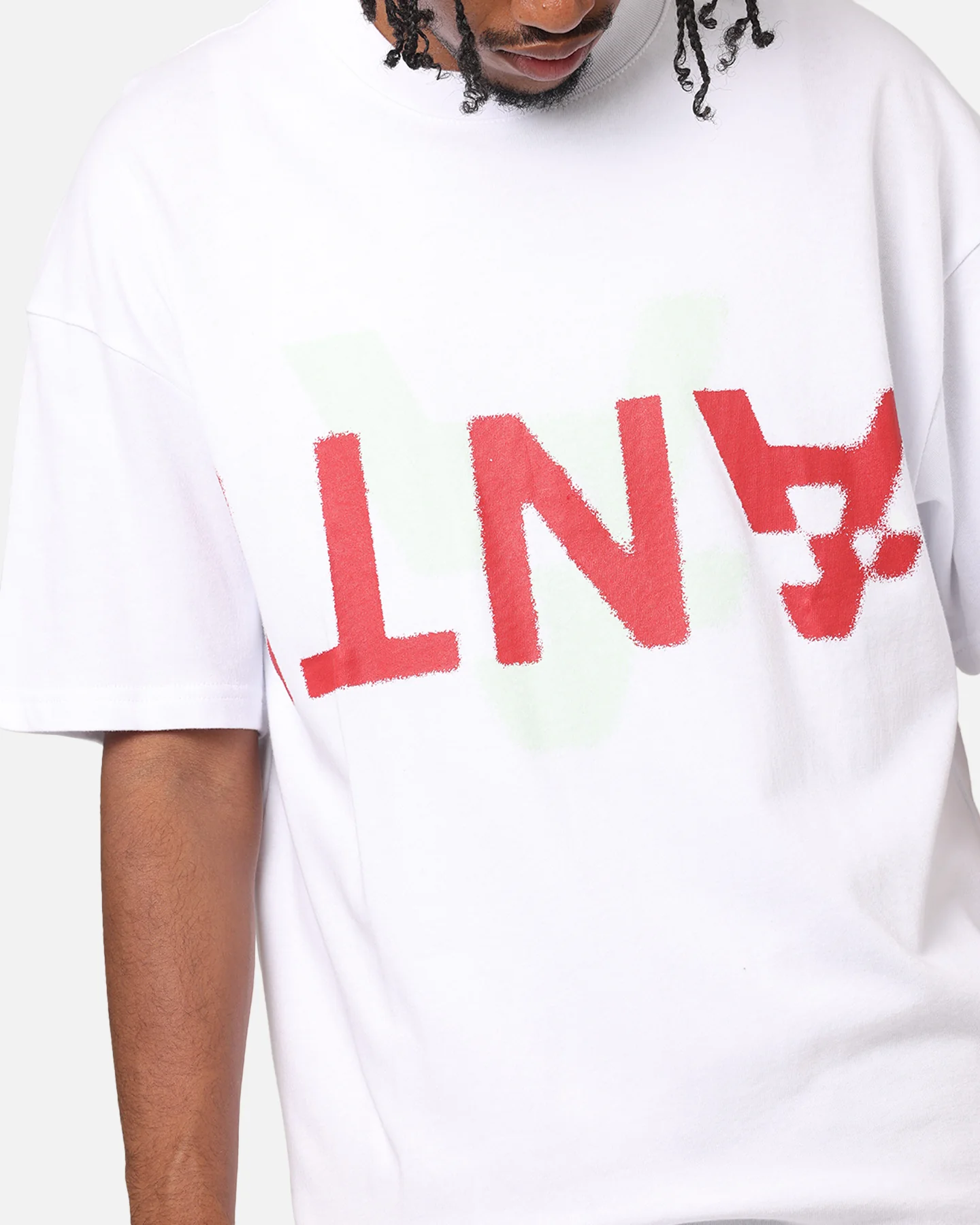 The Anti Order Echo Spray Drop Shoulder T-Shirt White - Image 6
