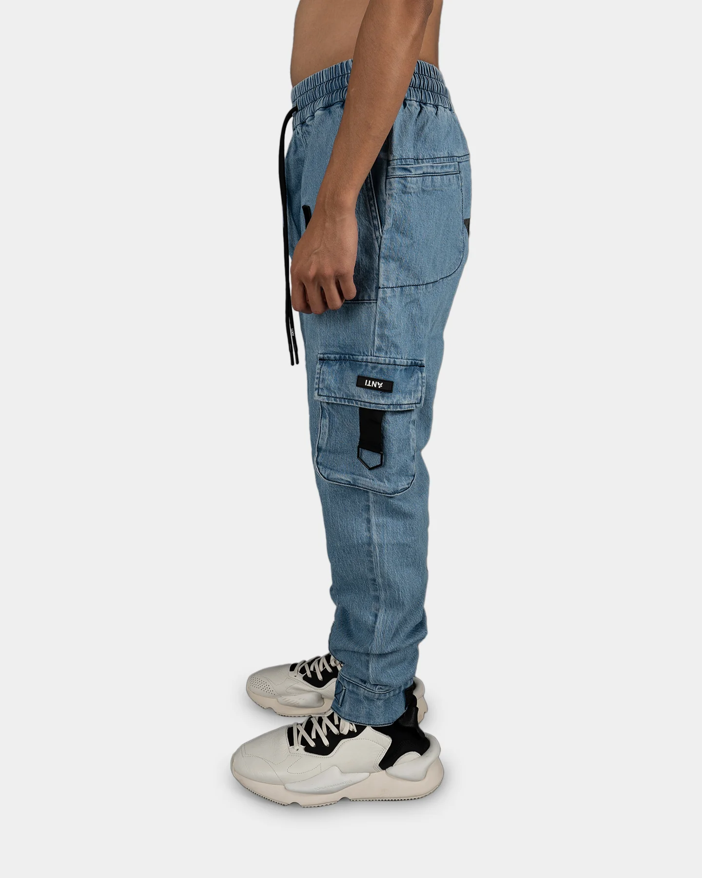 The Anti Order LA Champion Denim Joggers Light Blue/Black - Image 4