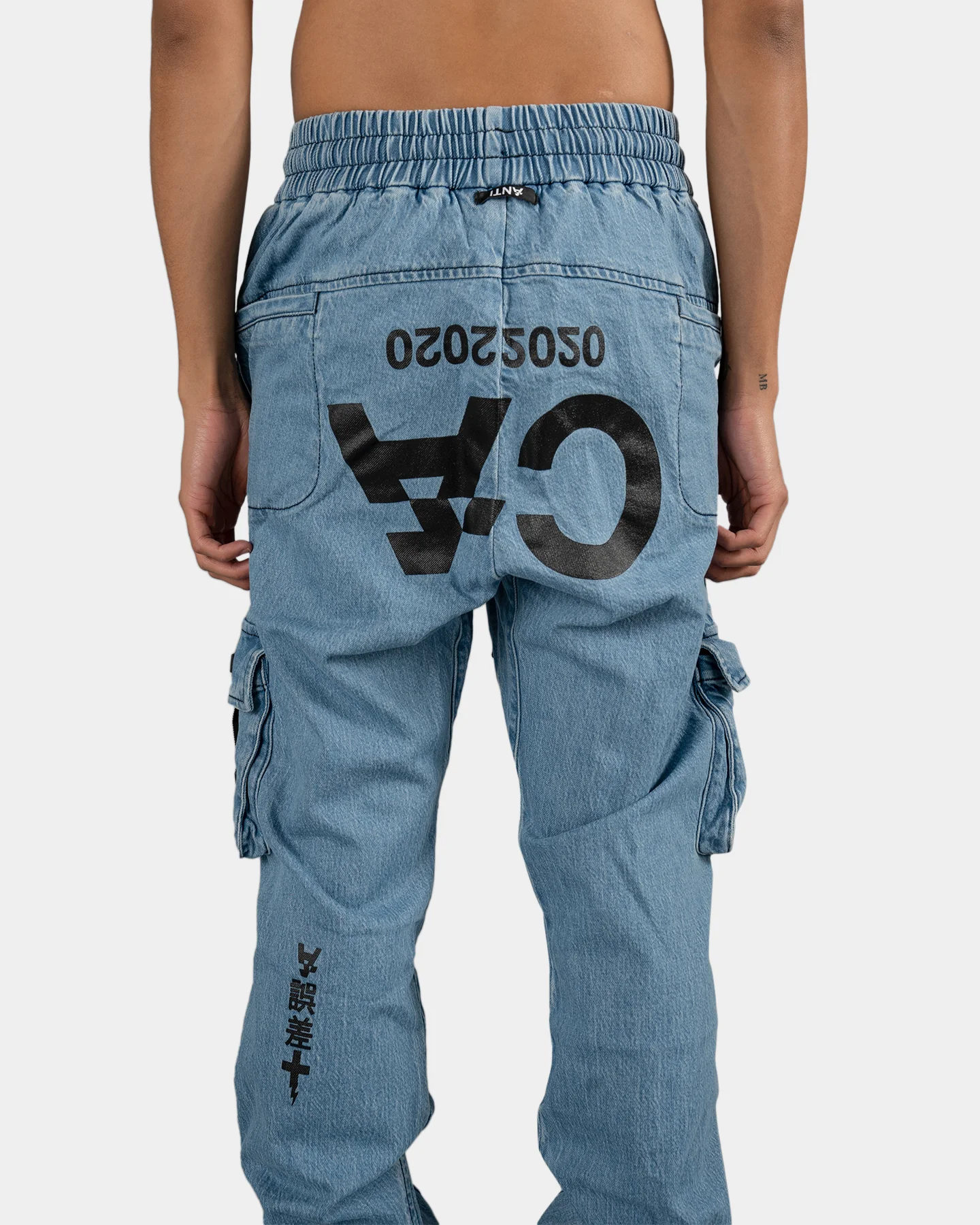 The Anti Order LA Champion Denim Joggers Light Blue/Black - Image 5