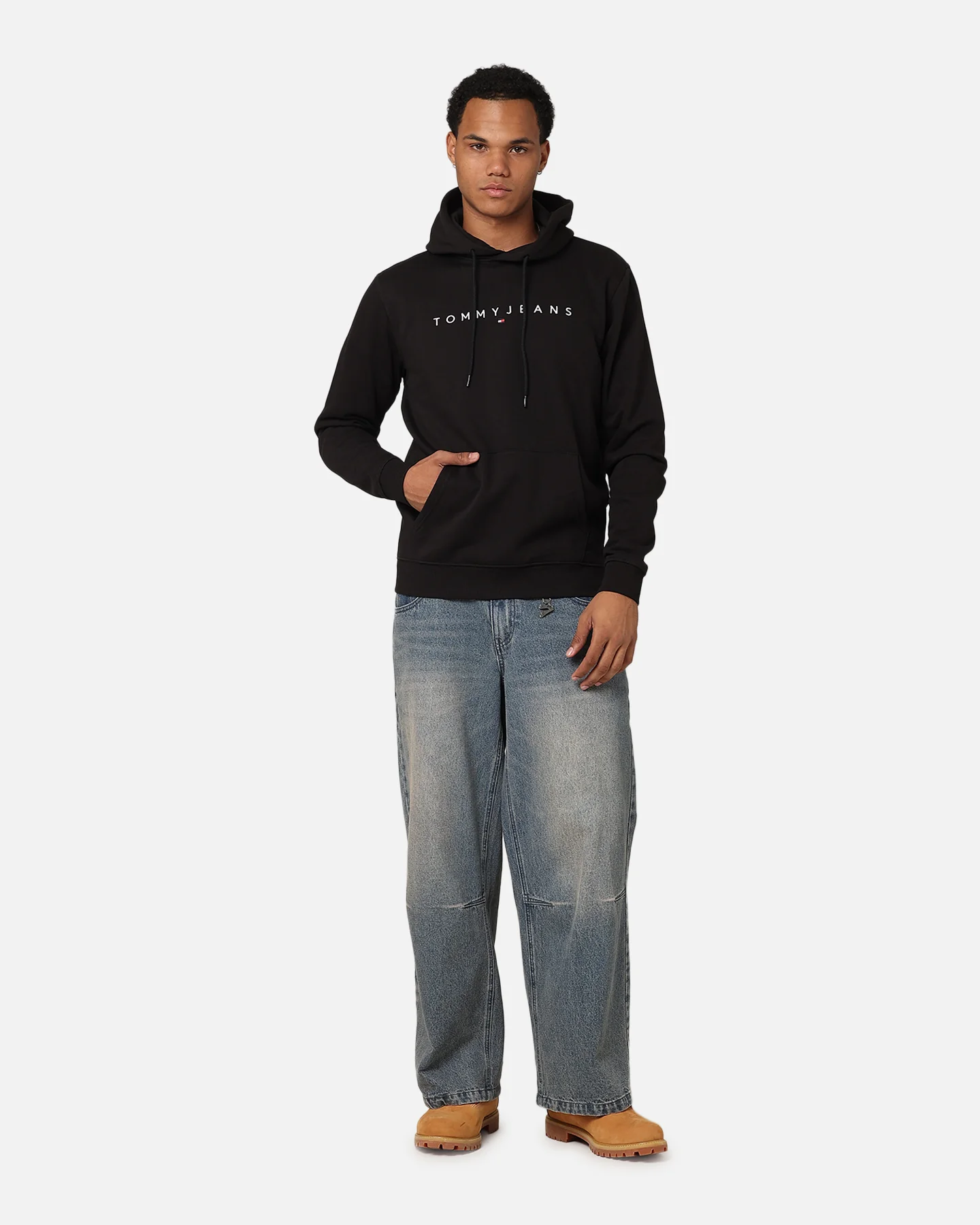 Tommy Jeans Reg Linear Logo Hoodie Black - Image 3
