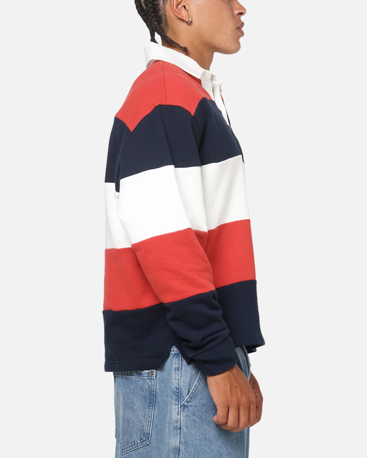Tommy Jeans Relaxed Badge Stripe Rugby Shirt Navy - Image 4
