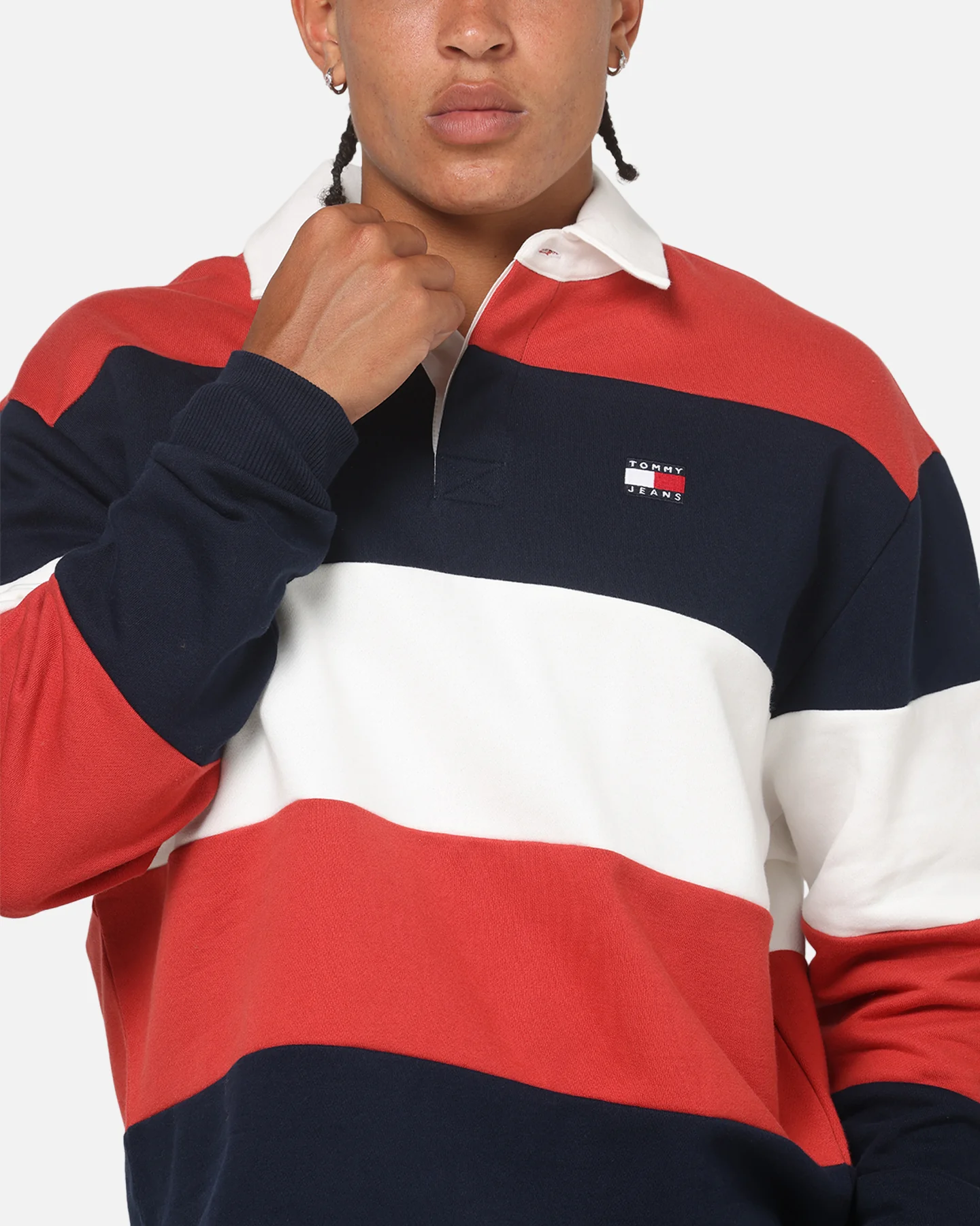 Tommy Jeans Relaxed Badge Stripe Rugby Shirt Navy - Image 6