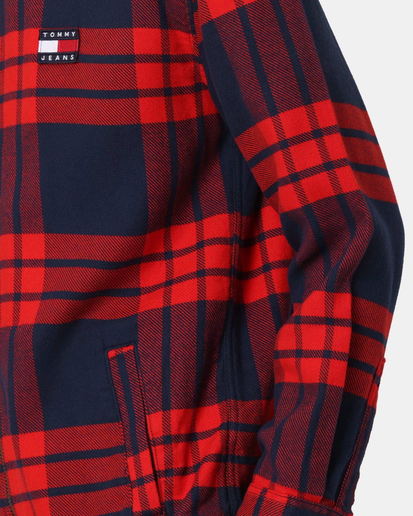 Tommy Jeans TJM Buffalo Check Zip Overshirt Deep Crimson - Image 7
