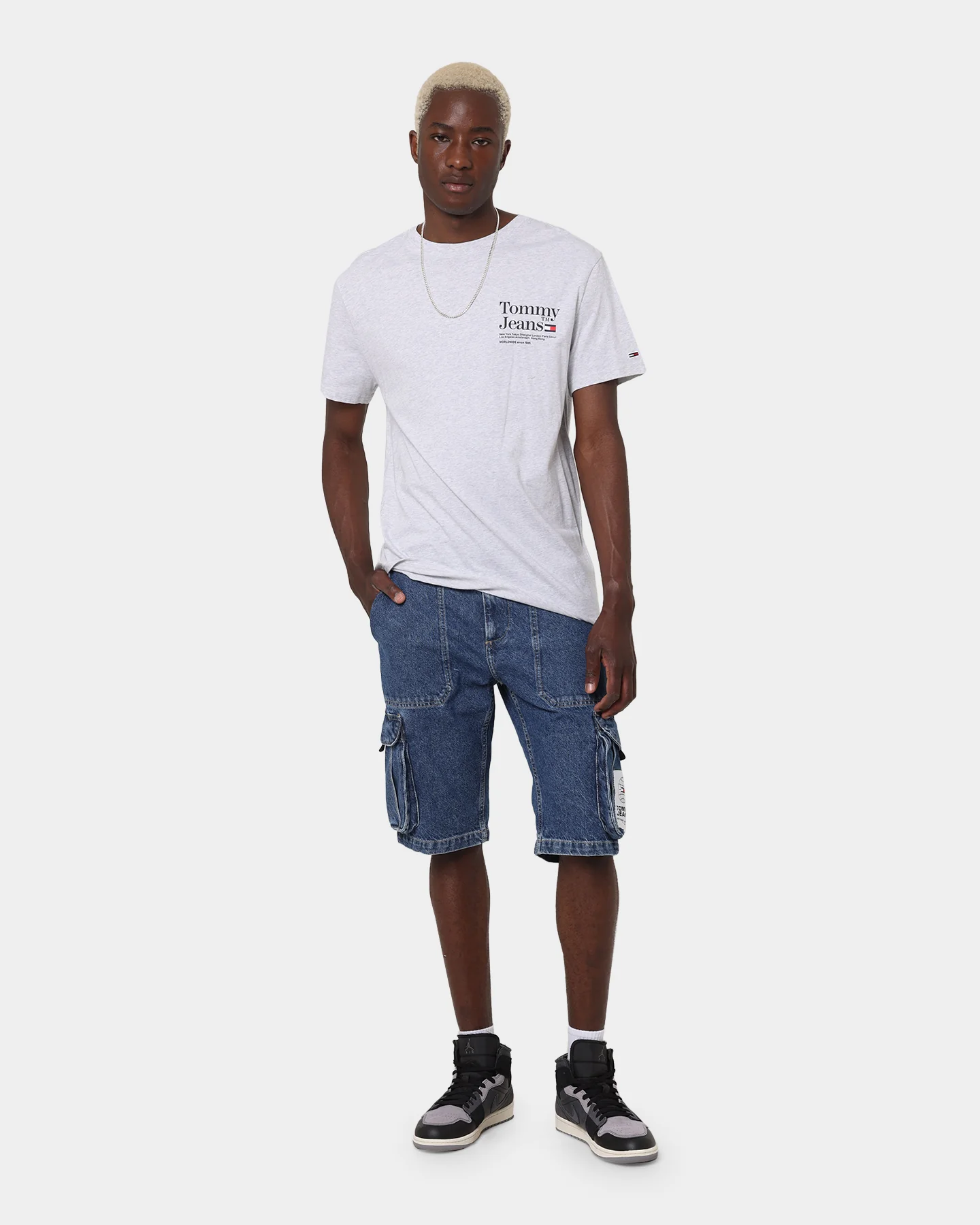 Tommy Jeans TJM Tommy Text T-Shirt Silver Grey Heather - Image 3