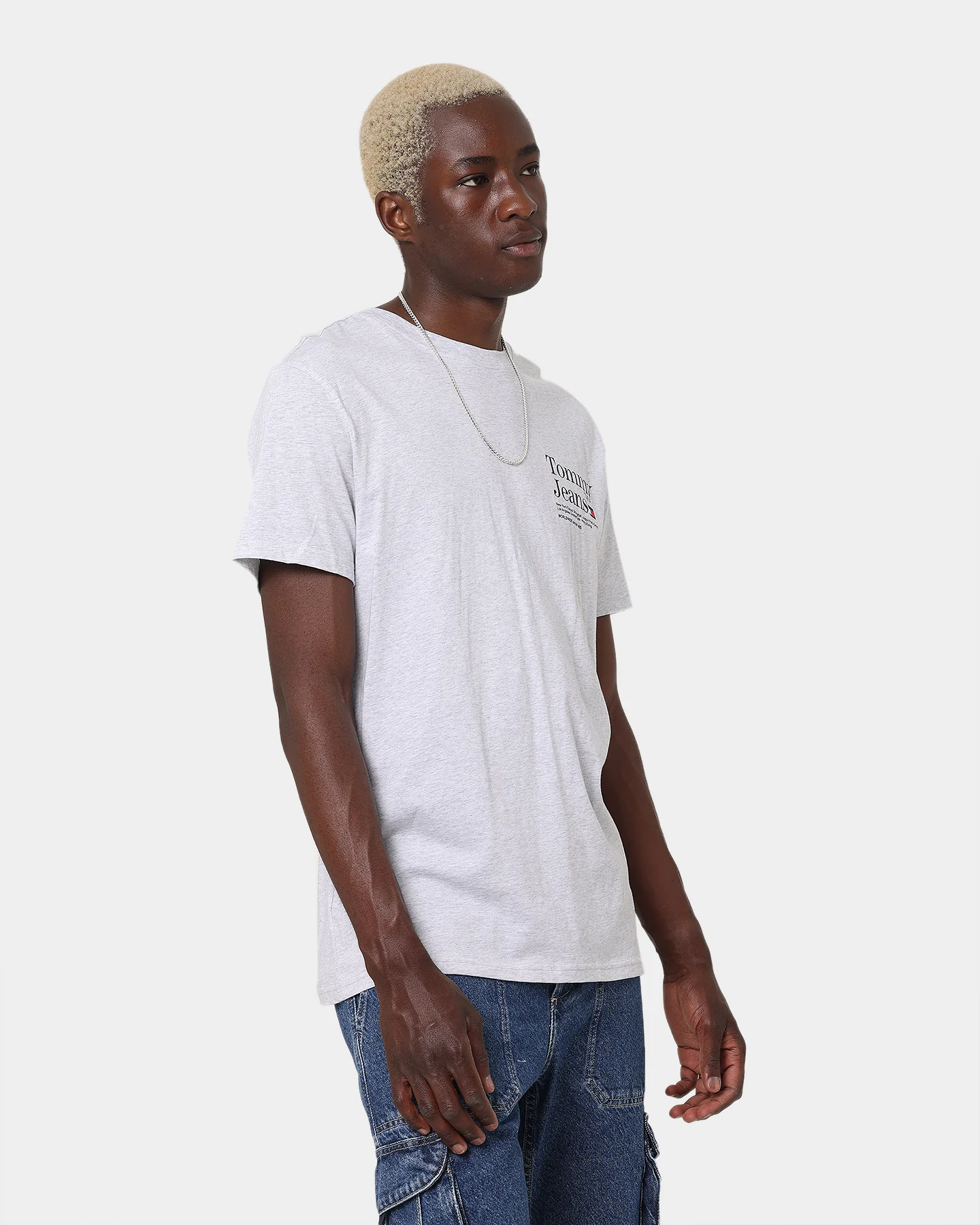 Tommy Jeans TJM Tommy Text T-Shirt Silver Grey Heather - Image 6