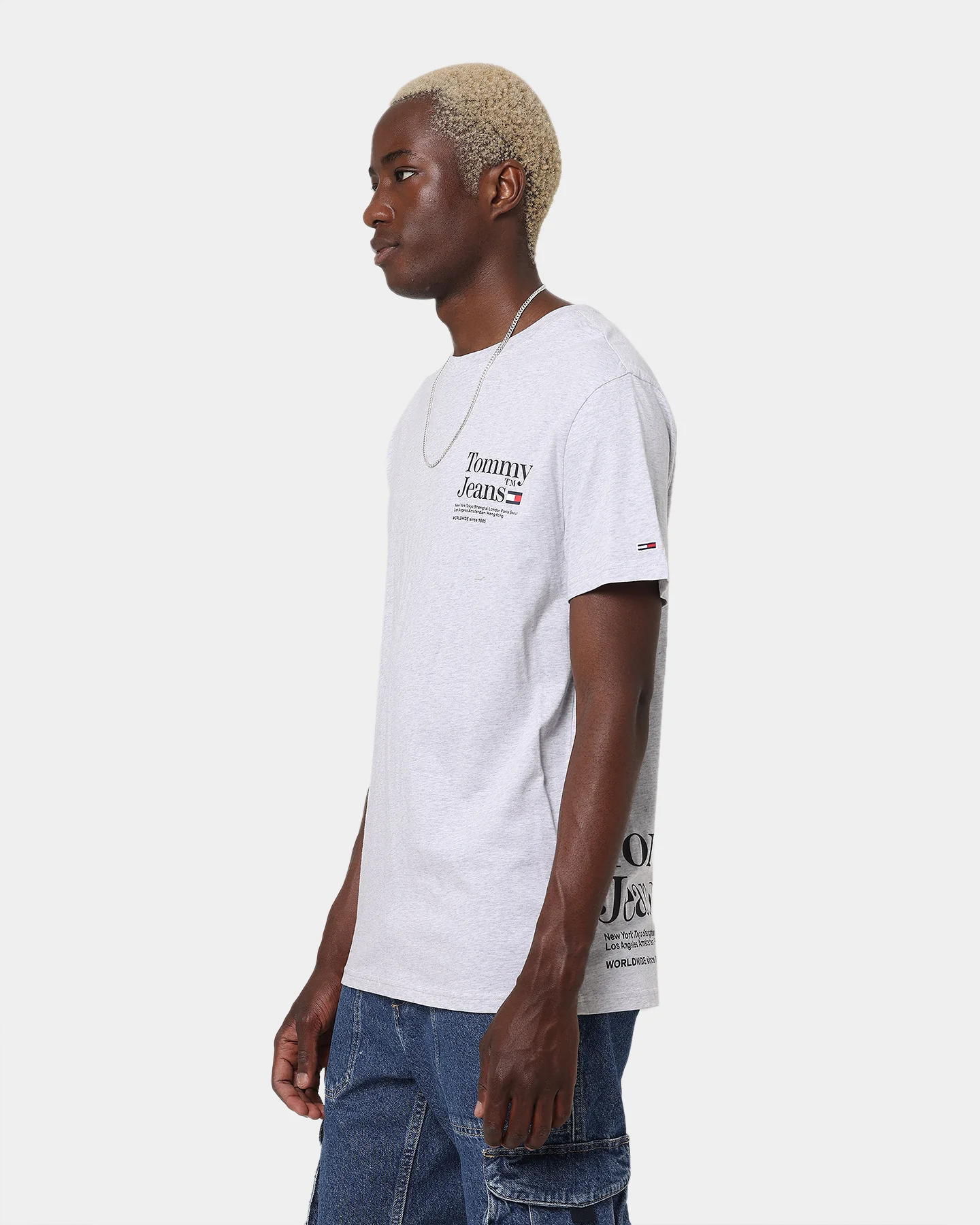 Tommy Jeans TJM Tommy Text T-Shirt Silver Grey Heather - Image 7